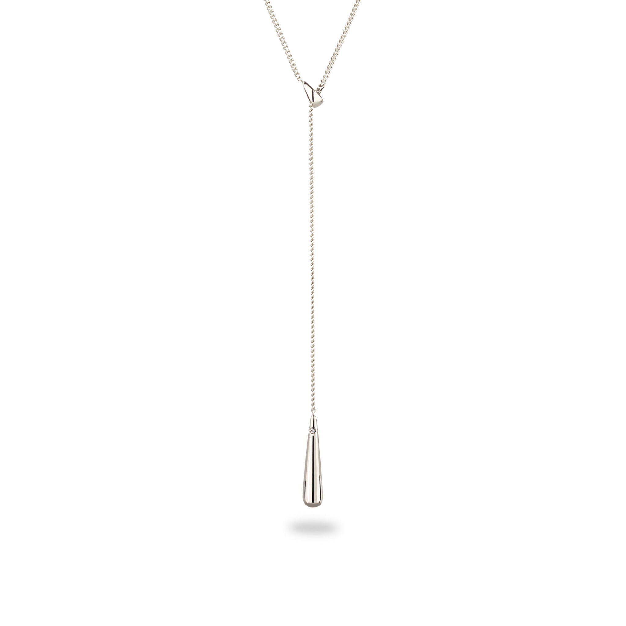 Silber - Elli | Y-Halskette Tropfen | Mit Kristall von Swarovski® (Weiß) | 925 Sterling Silber
