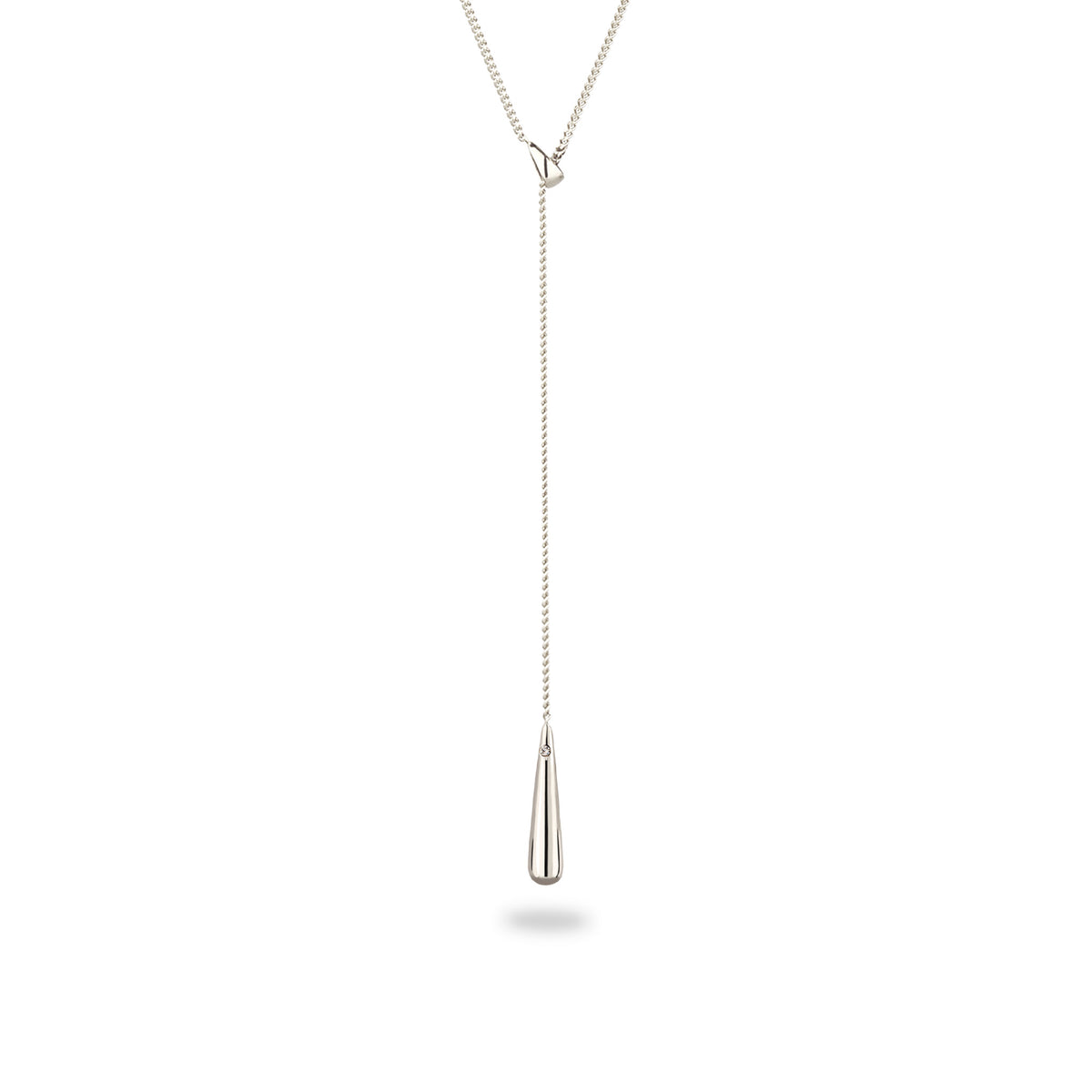 Silber - Elli | Y-Halskette Tropfen | Mit Kristall von Swarovski® (Weiß) | 925 Sterling Silber