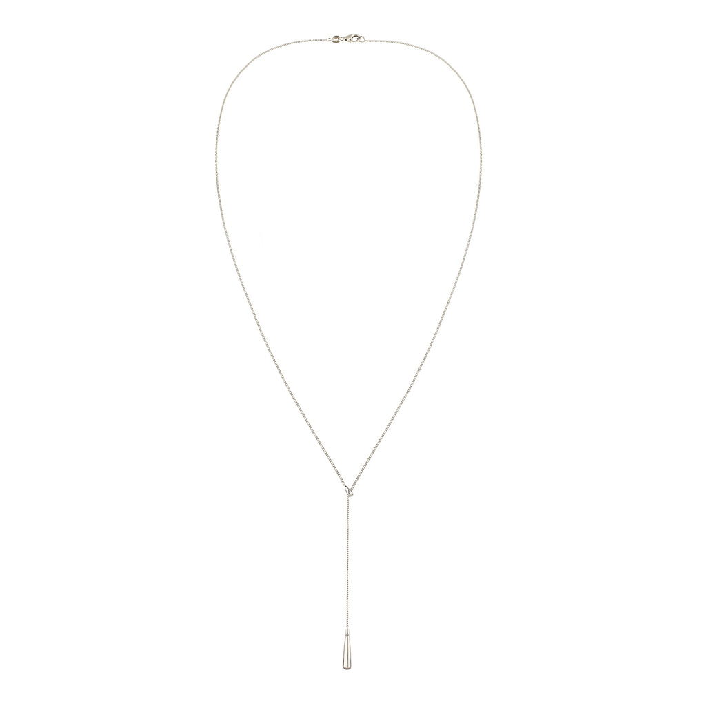 Silber - Elli | Y-Halskette Tropfen | Mit Kristall von Swarovski® (Weiß) | 925 Sterling Silber