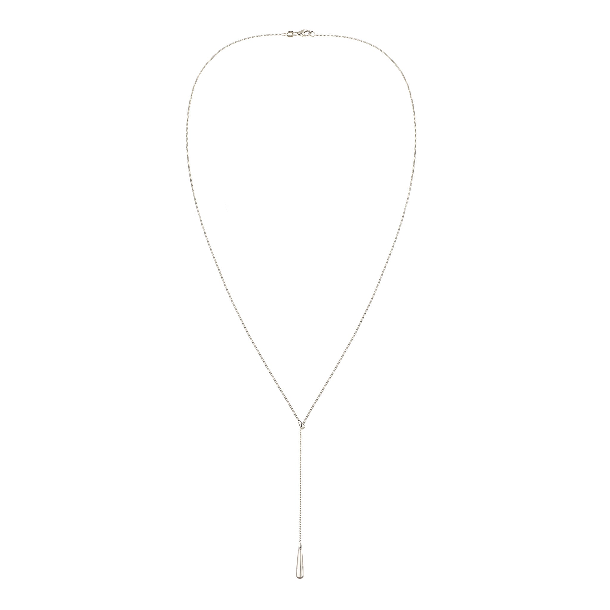 Silber - Elli | Y-Halskette Tropfen | Mit Kristall von Swarovski® (Weiß) | 925 Sterling Silber