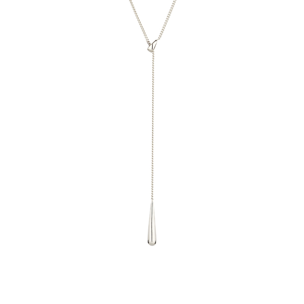 Silber - Elli | Y-Halskette Tropfen | Mit Kristall von Swarovski® (Weiß) | 925 Sterling Silber