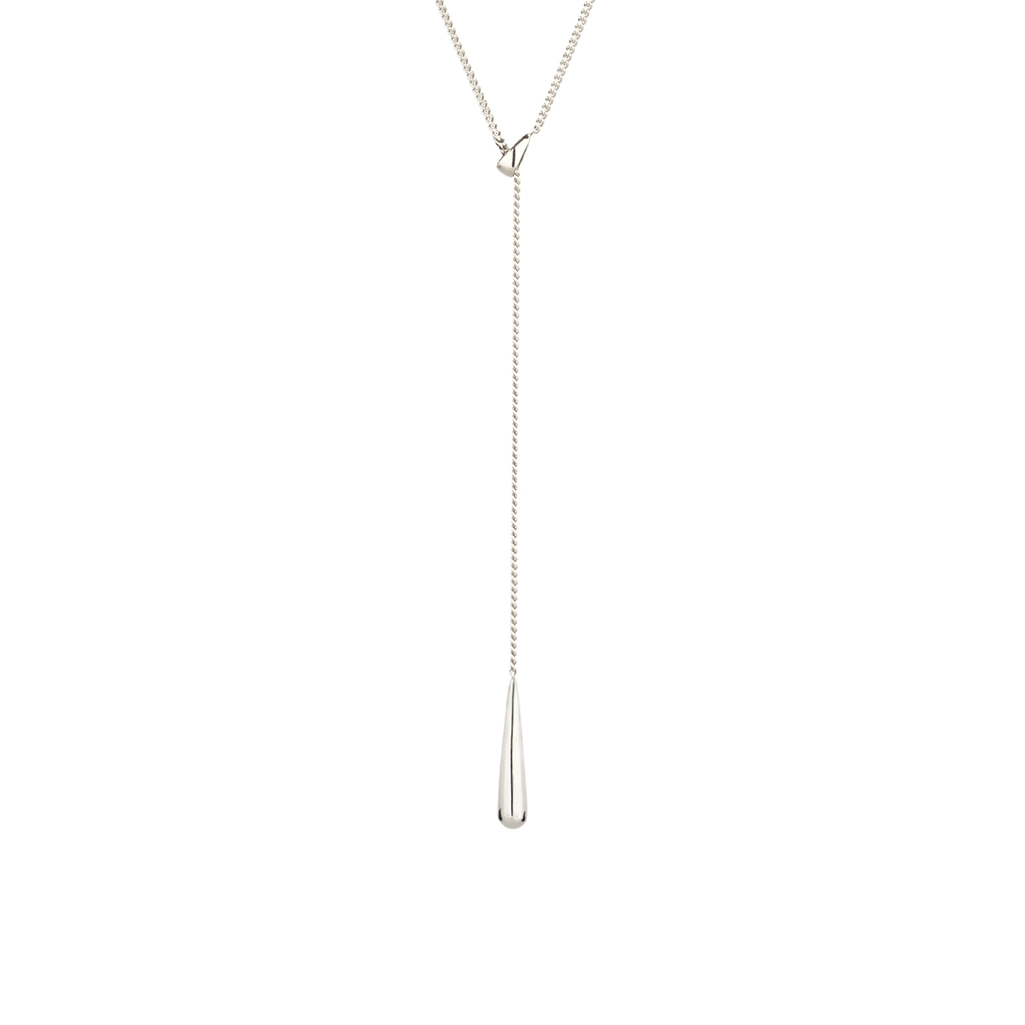 Silber - Elli | Y-Halskette Tropfen | Mit Kristall von Swarovski® (Weiß) | 925 Sterling Silber