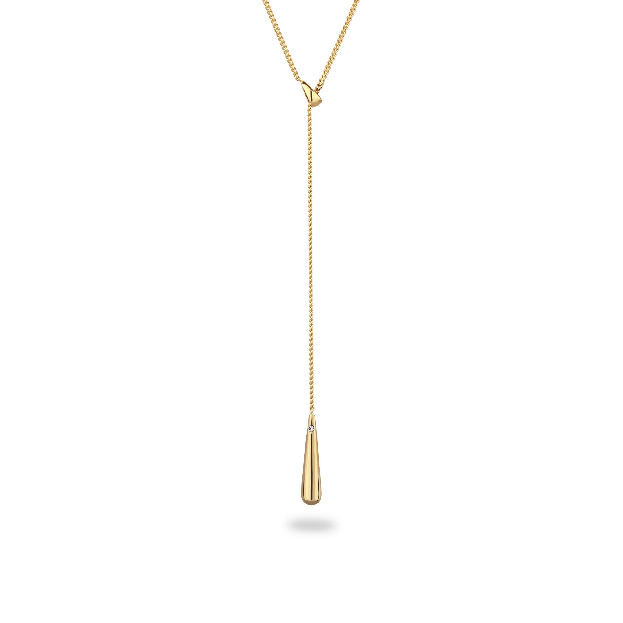Gold - Elli | Y-Halskette Tropfen | Kristall von Swarovski® (Weiß) | 925 Sterling Silber vergoldet