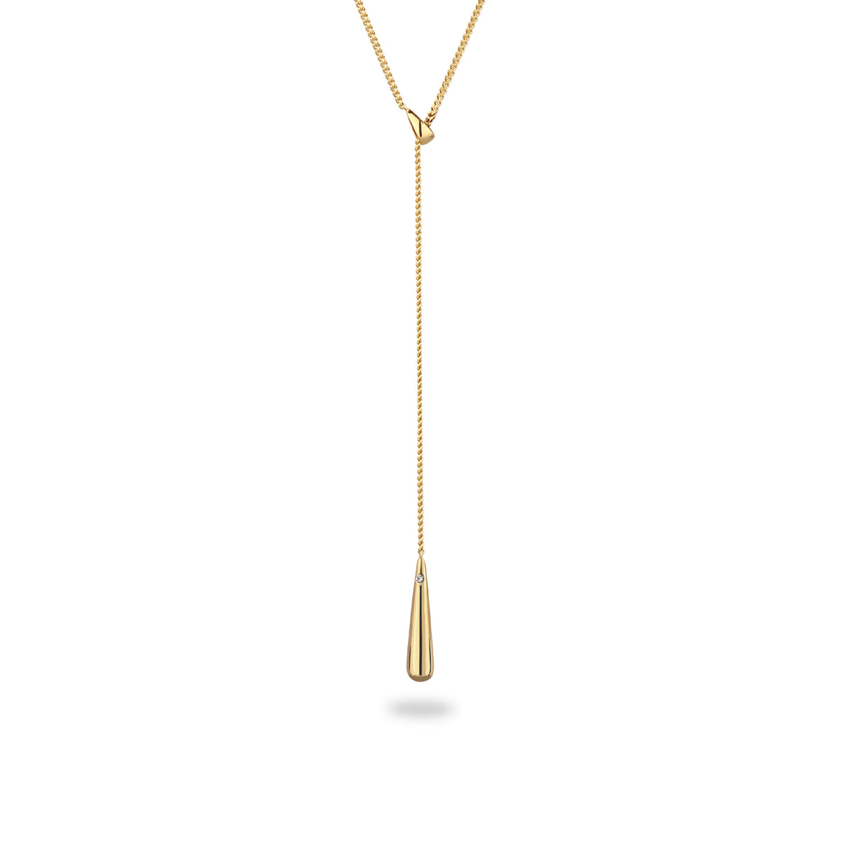 Gold - Elli | Y-Halskette Tropfen | Kristall von Swarovski® (Weiß) | 925 Sterling Silber vergoldet