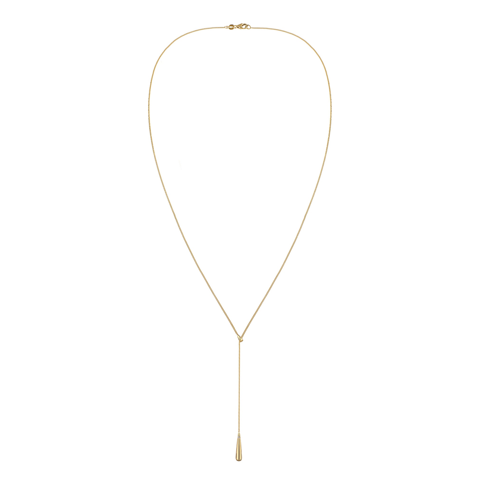 Gold - Elli | Y-Halskette Tropfen | Kristall von Swarovski® (Weiß) | 925 Sterling Silber vergoldet