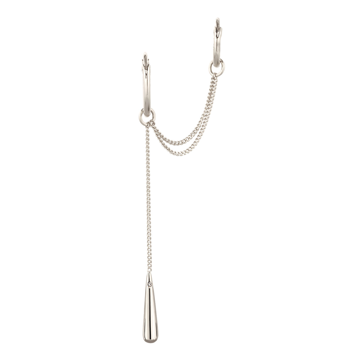 Silber - Elli | Creolen Ear Chain Tropfen | Mit Kristallen von Swarovski® (Weiß) | 925 Sterling Silber