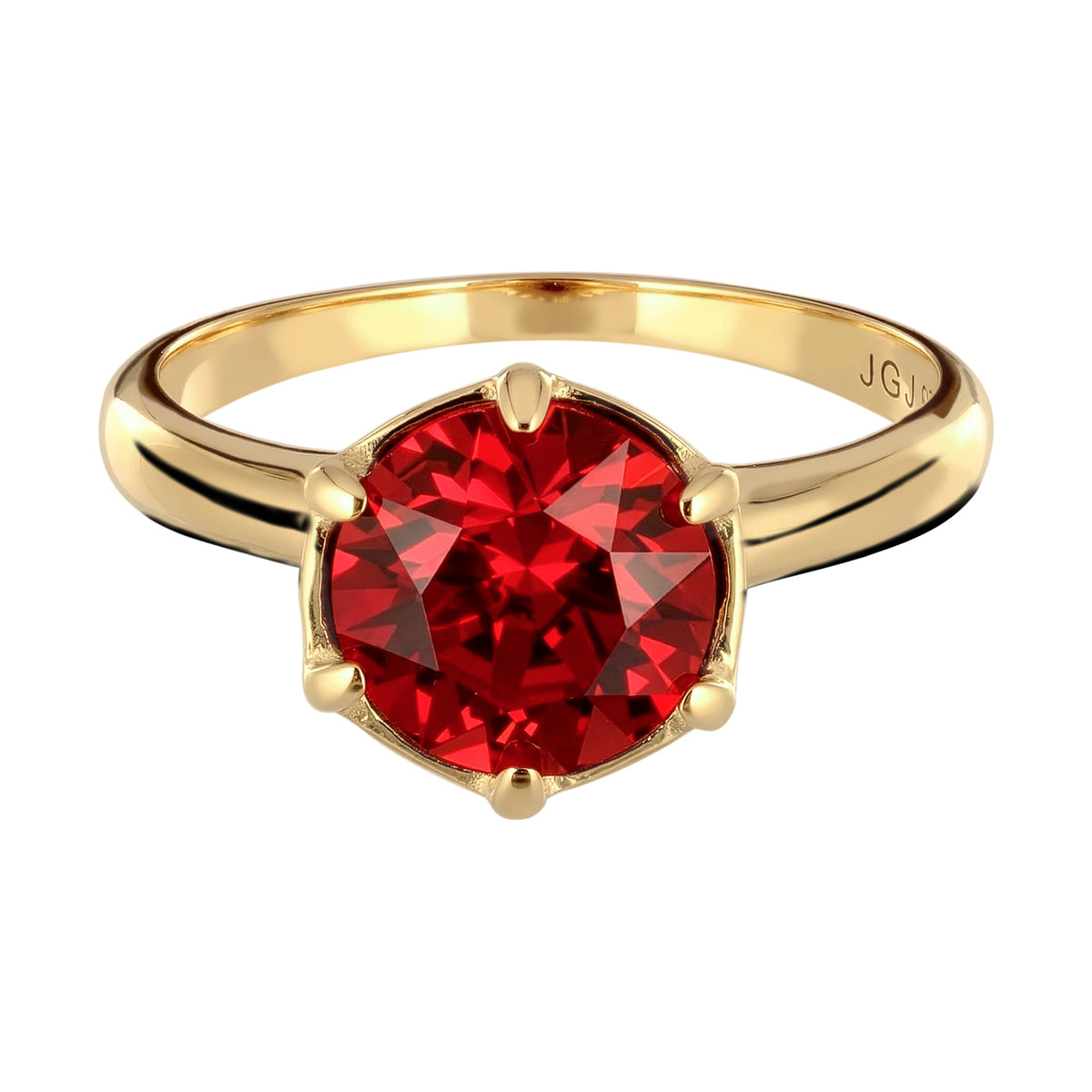 Rot - Elli | Solitär-Ring | Swarovski® Kristall (Rot) | 925 Sterling Silber vergoldet
