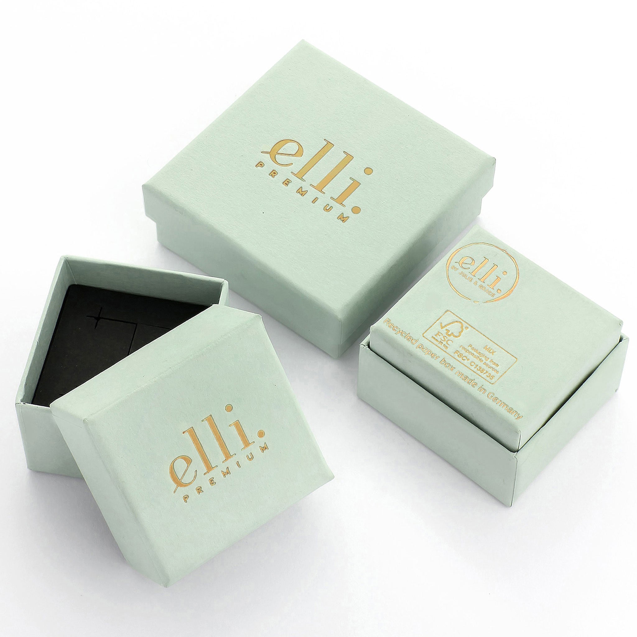 Gold - Elli PREMIUM | Ring mit Herzen | Topas (Weiß) | 375 Gelbgold