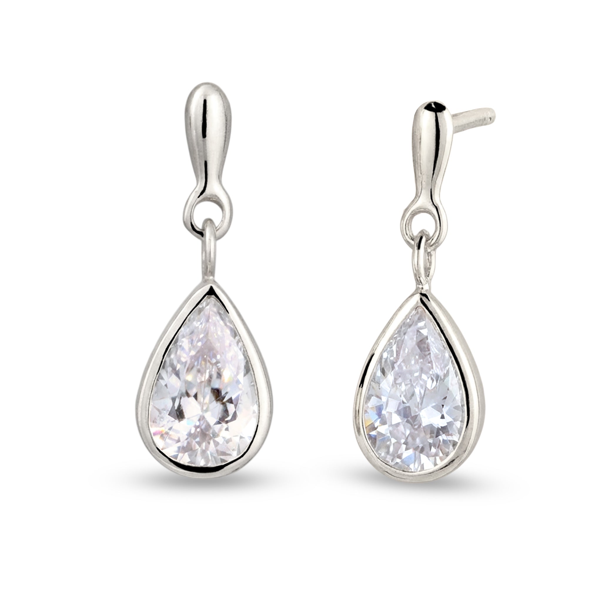 Silber - Elli PREMIUM | Ohrstecker Tropfen | Zirkonia (Weiß) | 925 Sterling Silber