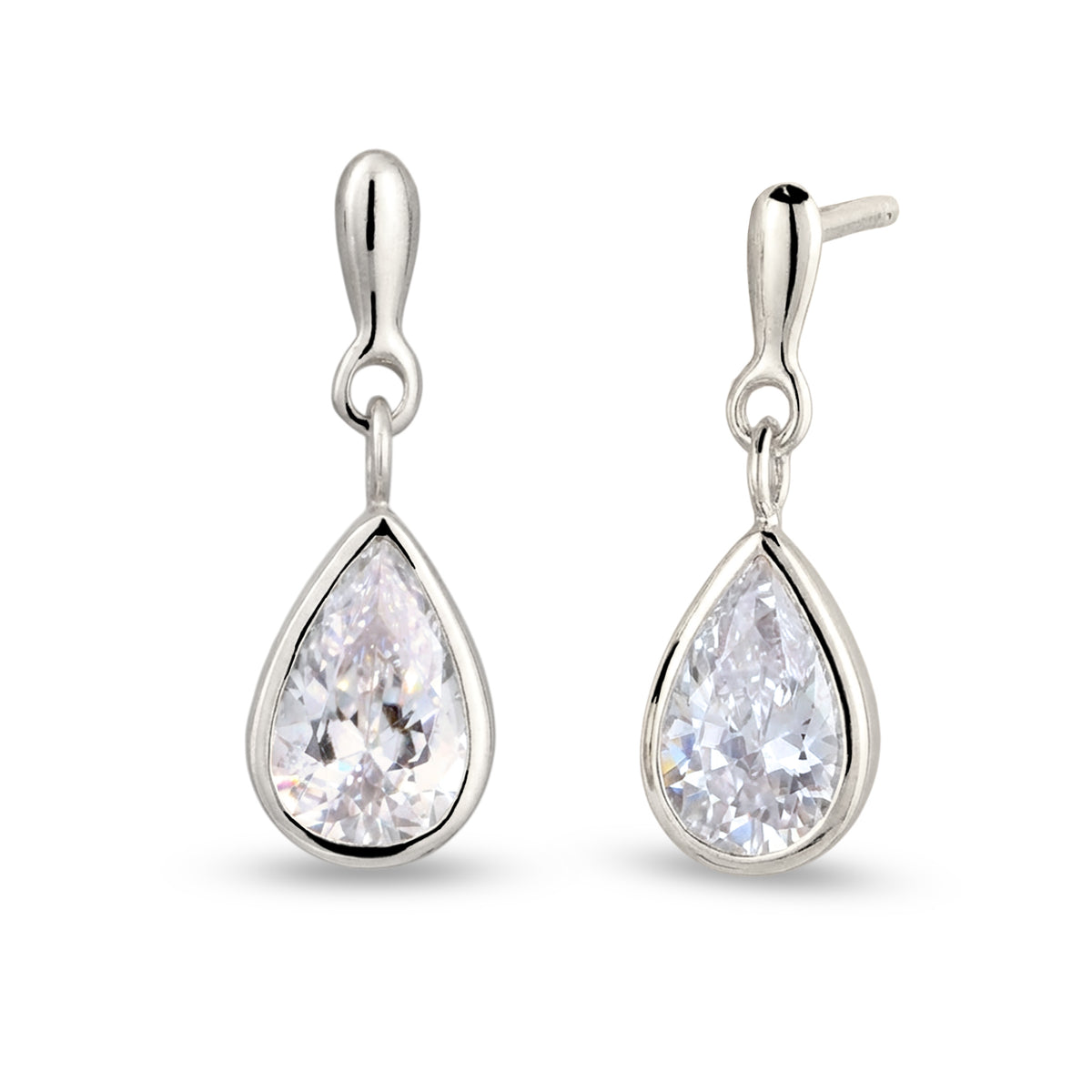 Silber - Elli PREMIUM | Ohrstecker Tropfen | Zirkonia (Weiß) | 925 Sterling Silber
