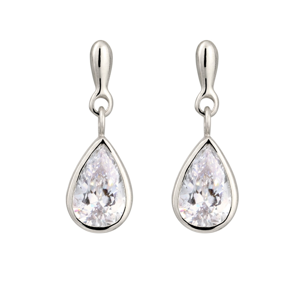 Silber - Elli PREMIUM | Ohrstecker Tropfen | Zirkonia (Weiß) | 925 Sterling Silber