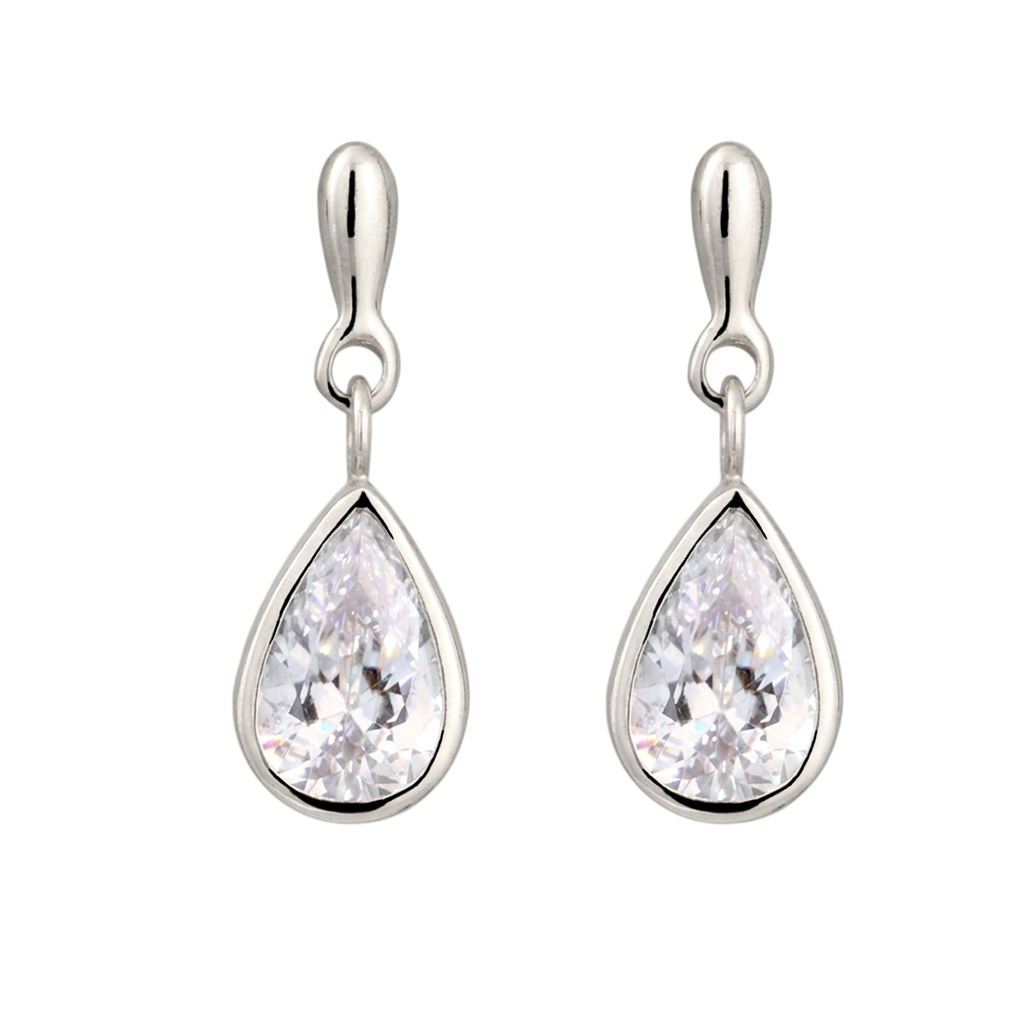 Silber - Elli PREMIUM | Ohrstecker Tropfen | Zirkonia (Weiß) | 925 Sterling Silber