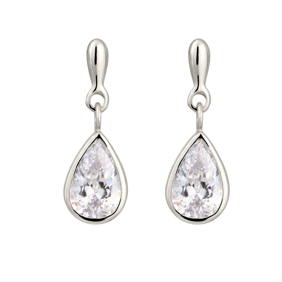 Silber - Elli PREMIUM | Ohrstecker Tropfen | Zirkonia (Weiß) | 925 Sterling Silber