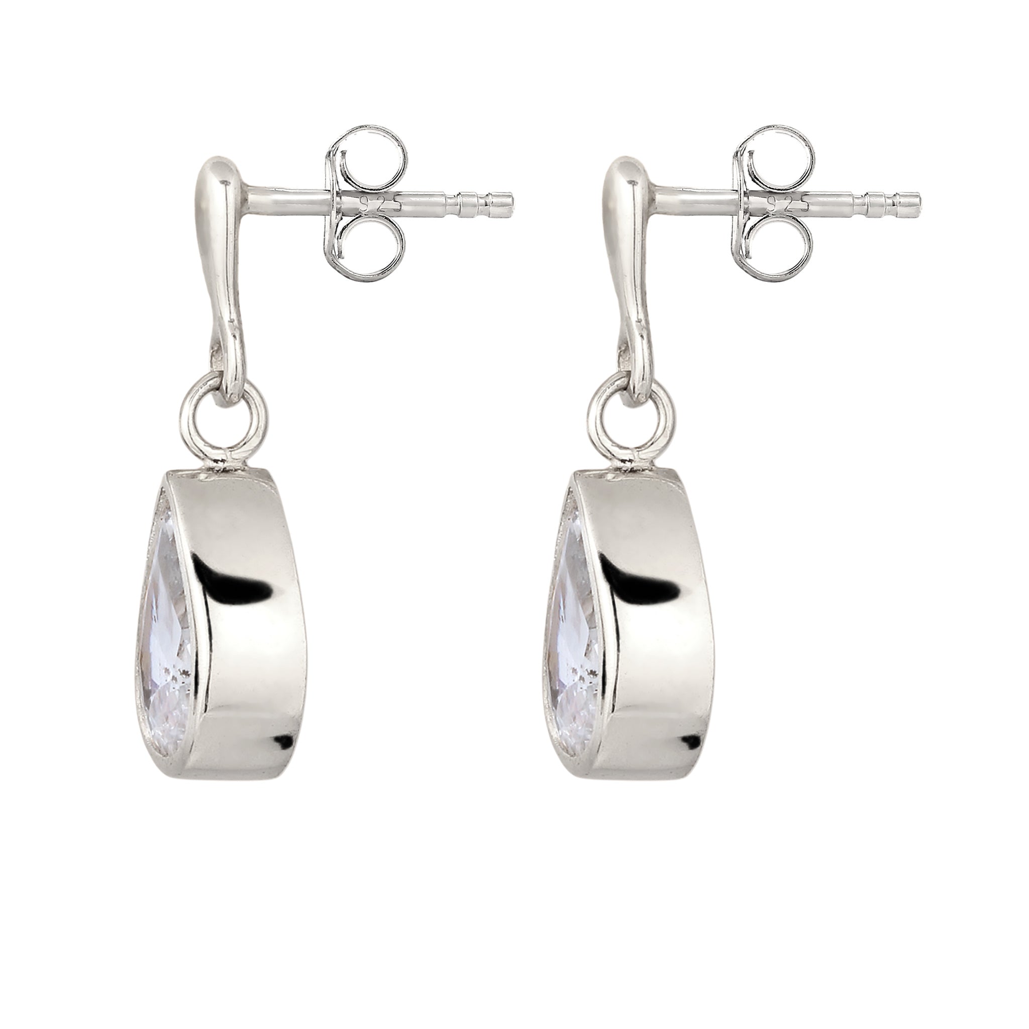 Silber - Elli PREMIUM | Ohrstecker Tropfen | Zirkonia (Weiß) | 925 Sterling Silber
