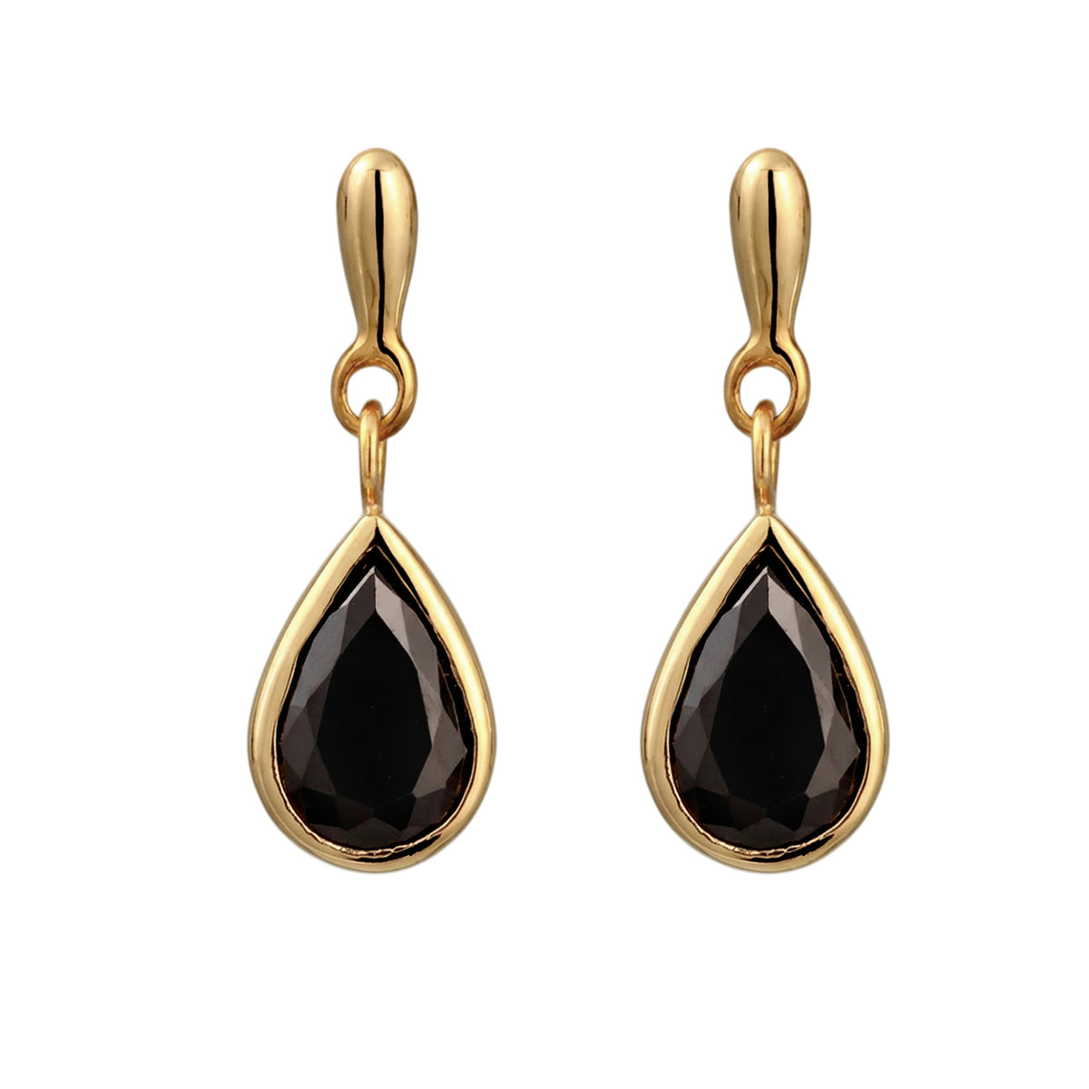 Gold - Elli PREMIUM | Ohrstecker Tropfen | Zirkonia (Schwarz) | 925 Sterling Silber vergoldet