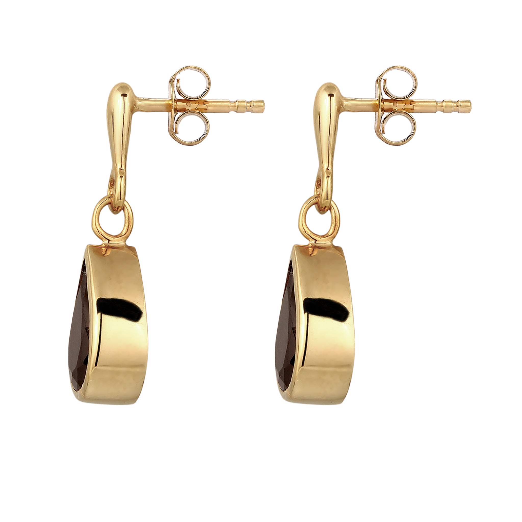 Gold - Elli PREMIUM | Ohrstecker Tropfen | Zirkonia (Schwarz) | 925 Sterling Silber vergoldet