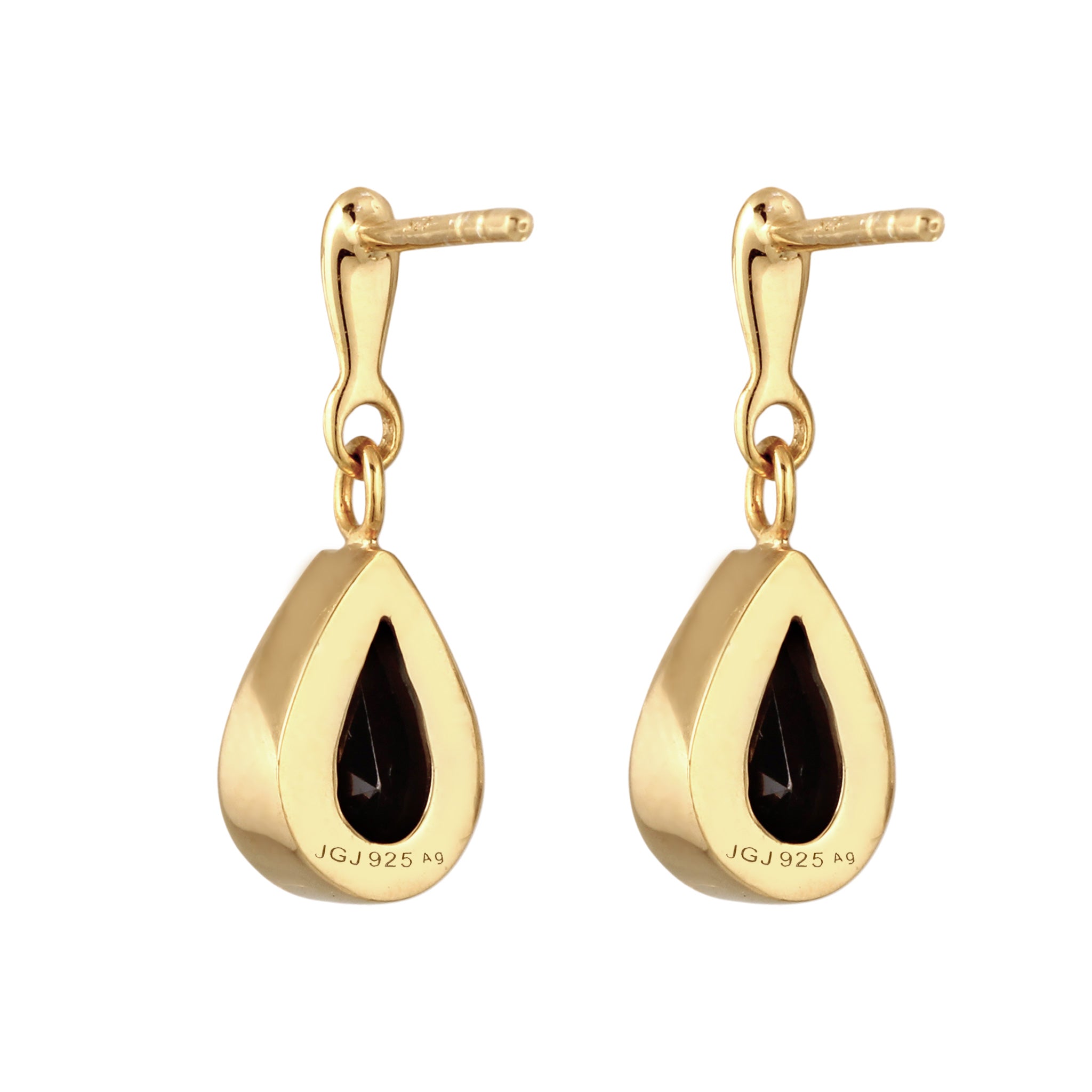 Gold - Elli PREMIUM | Ohrstecker Tropfen | Zirkonia (Schwarz) | 925 Sterling Silber vergoldet