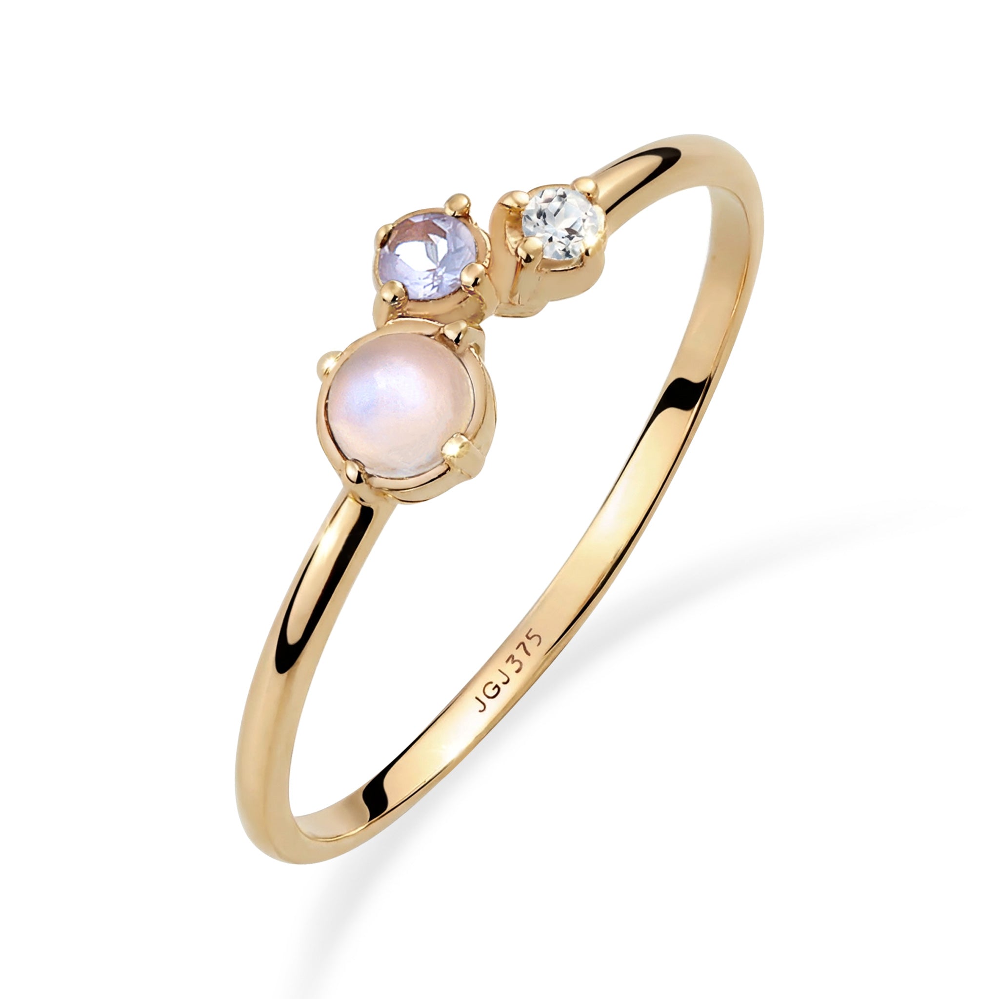 Gold - Elli DIAMONDS | Ring mit Diamant (0.015 ct) | Opal & Mondstein | 375 Gelbgold