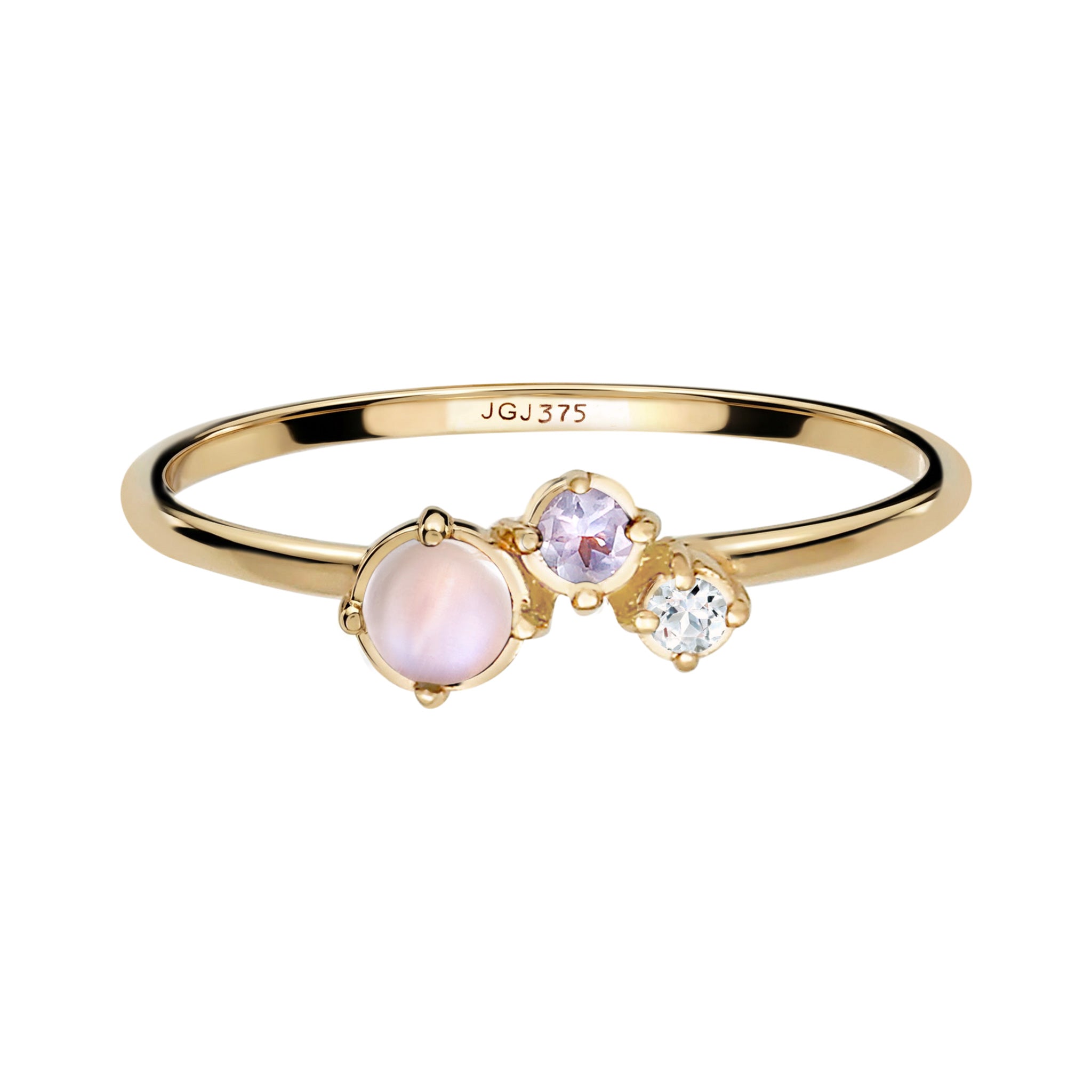 Gold - Elli DIAMONDS | Ring mit Diamant (0.015 ct) | Opal & Mondstein | 375 Gelbgold
