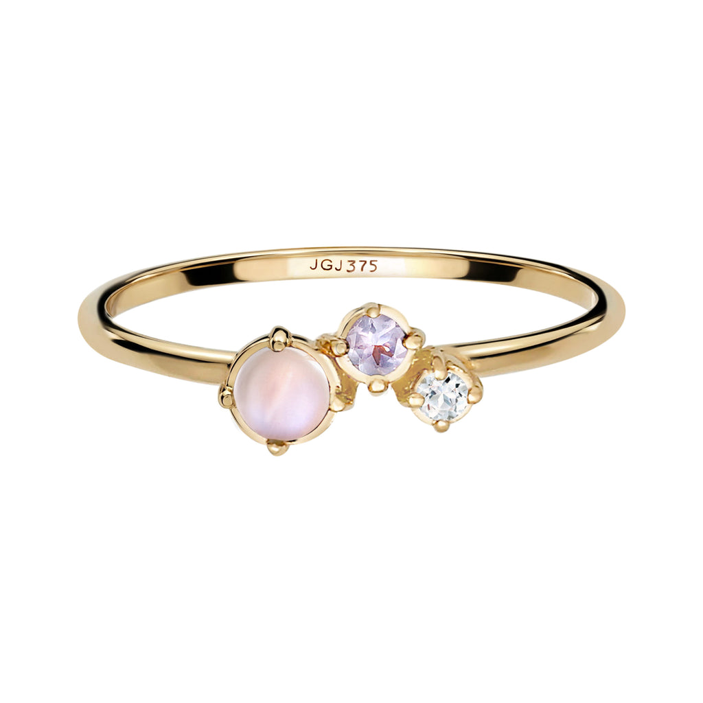 Gold - Elli DIAMONDS | Ring mit Diamant (0.015 ct) | Opal & Mondstein | 375 Gelbgold