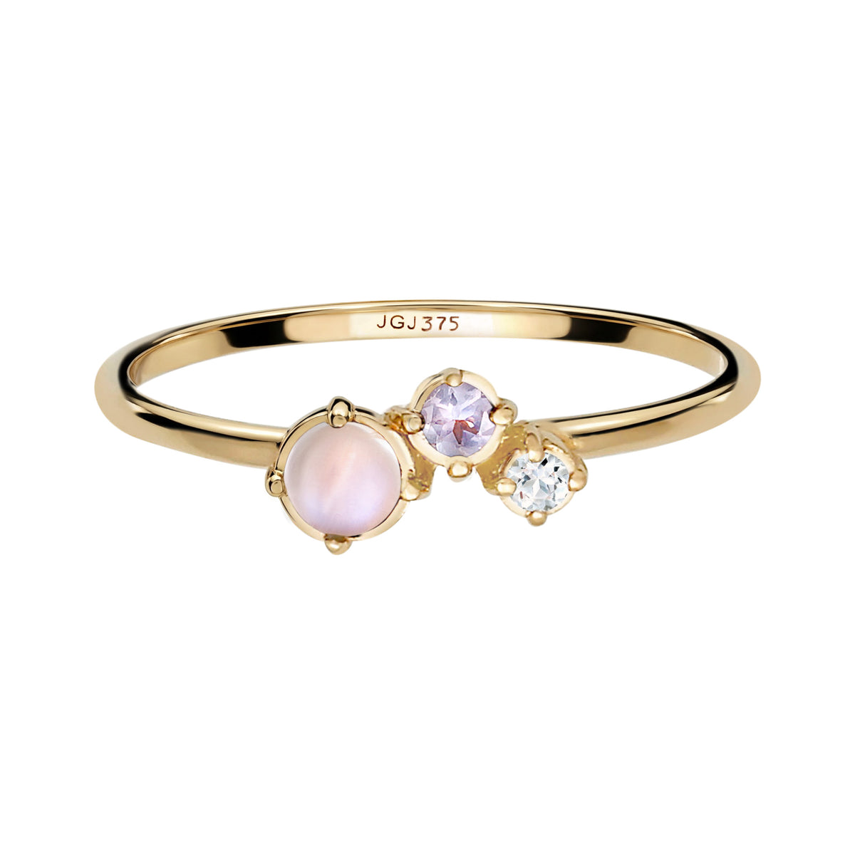 Gold - Elli DIAMONDS | Ring mit Diamant (0.015 ct) | Opal & Mondstein | 375 Gelbgold