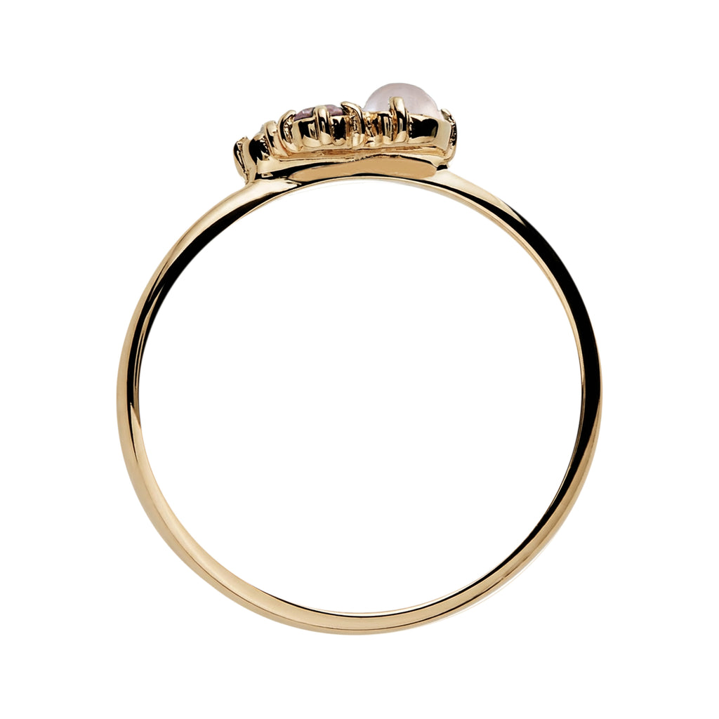 Gold - Elli DIAMONDS | Ring mit Diamant (0.015 ct) | Opal & Mondstein | 375 Gelbgold