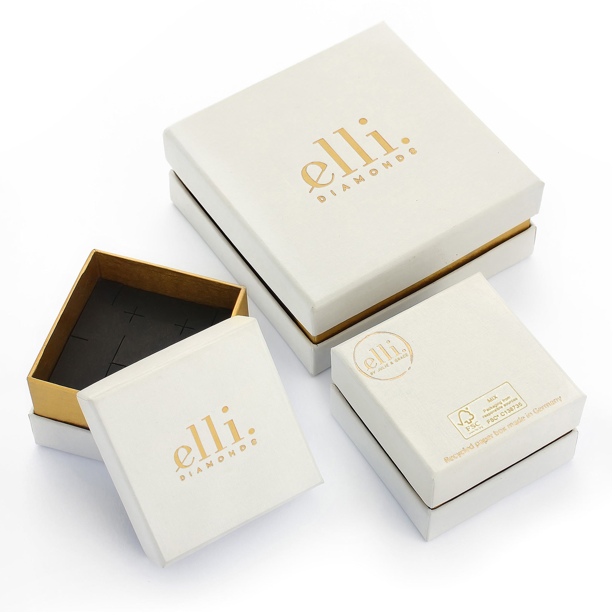 Gold - Elli DIAMONDS | Ring mit Diamant (0.015 ct) | Opal & Mondstein | 375 Gelbgold
