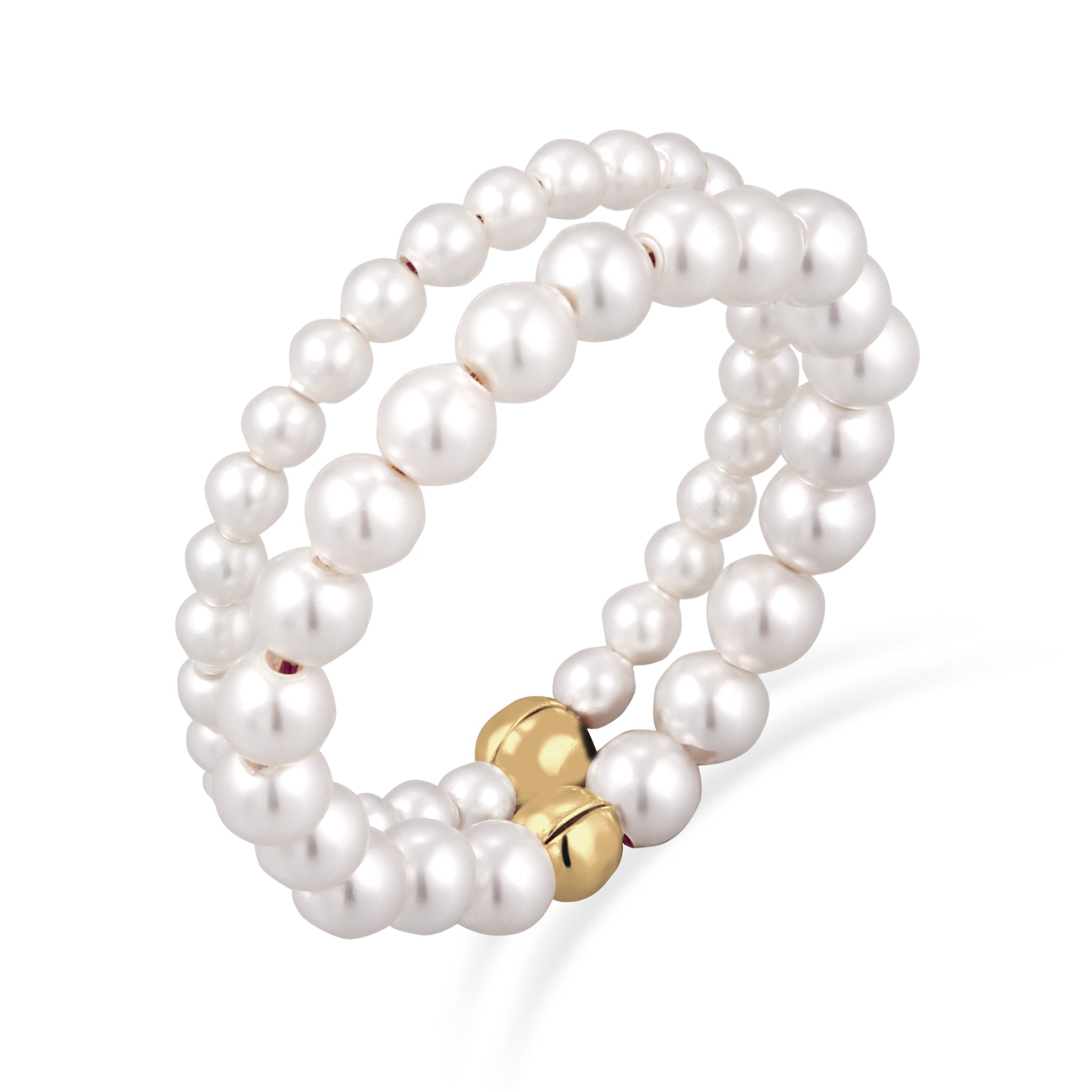 Gold - Elli | Ringset | Mit Perlen von Swarovski® (Weiß) | 925 Sterling Silber vergoldet