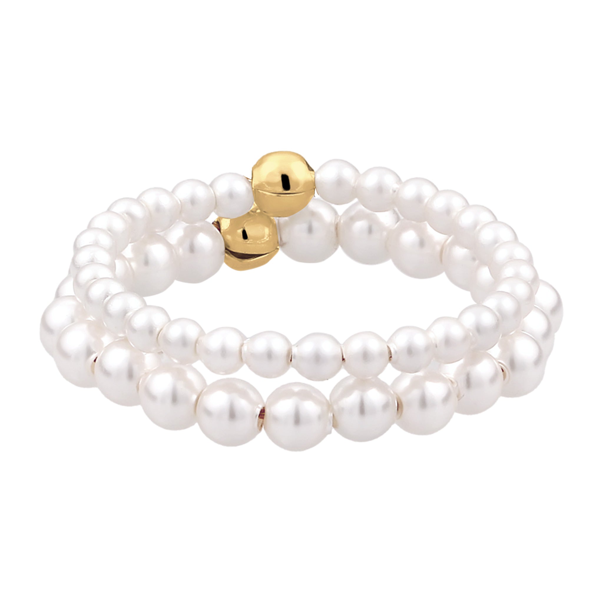 Gold - Elli | Ringset | Mit Perlen von Swarovski® (Weiß) | 925 Sterling Silber vergoldet