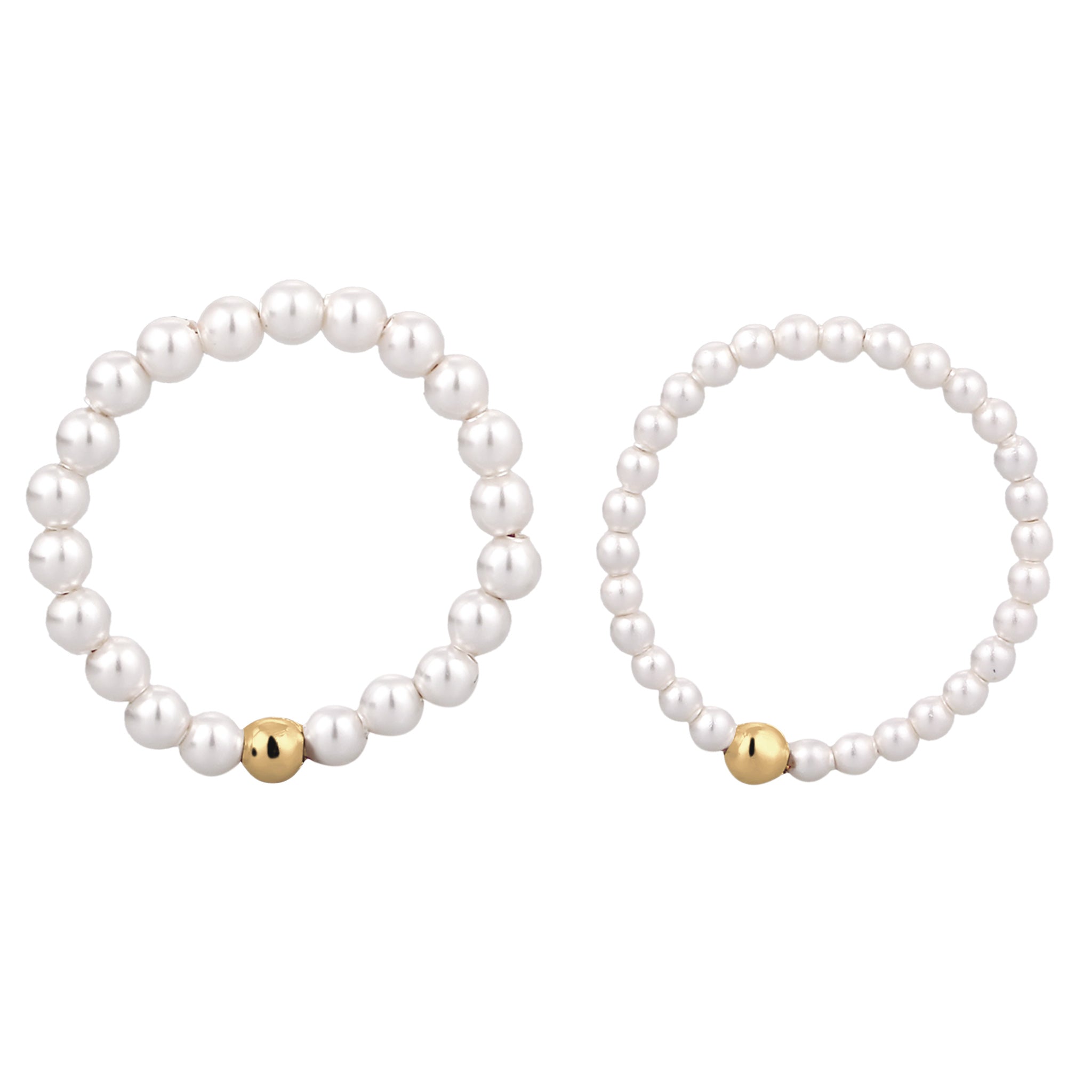 Gold - Elli | Ringset | Mit Perlen von Swarovski® (Weiß) | 925 Sterling Silber vergoldet