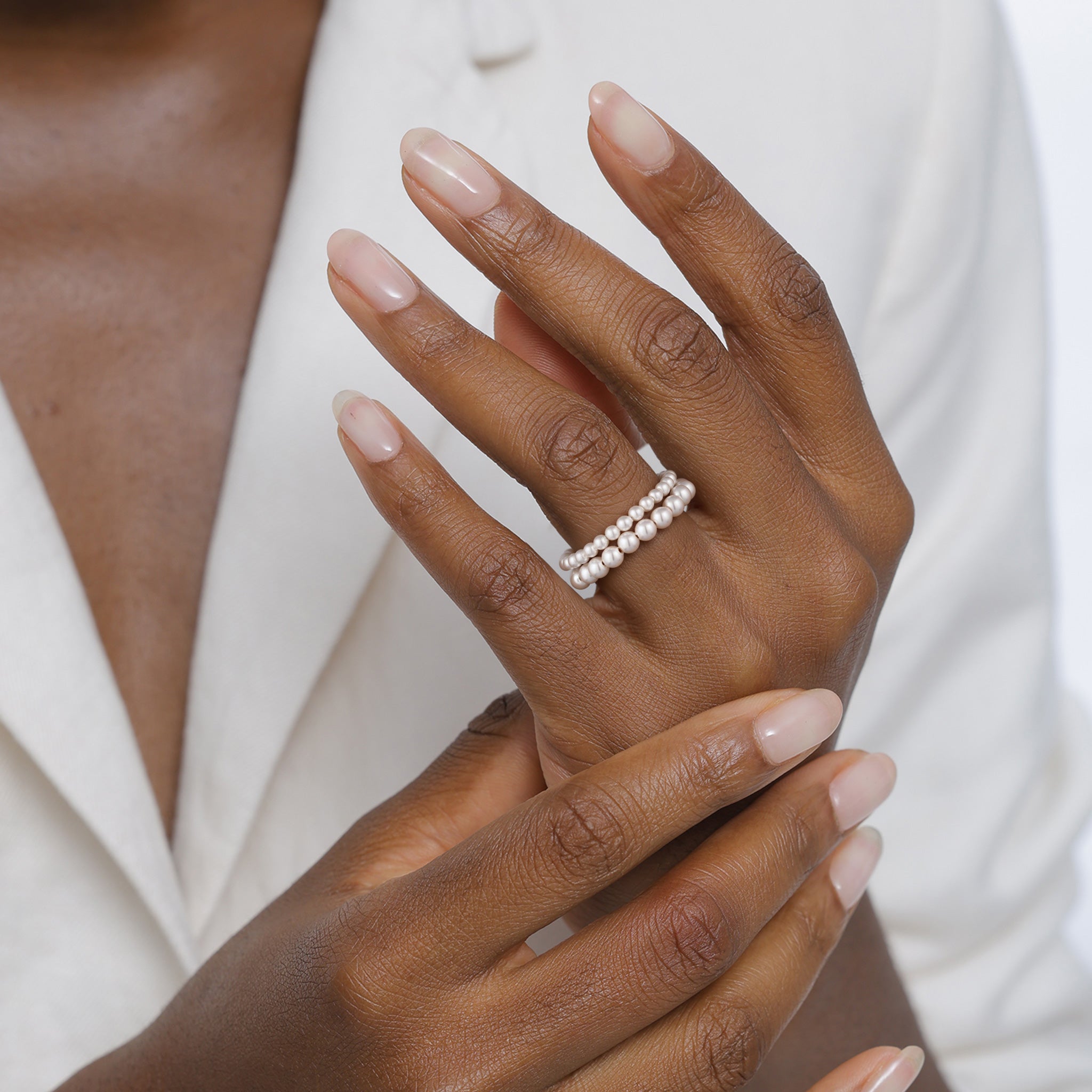 Gold - Elli | Ringset | Mit Perlen von Swarovski® (Weiß) | 925 Sterling Silber vergoldet