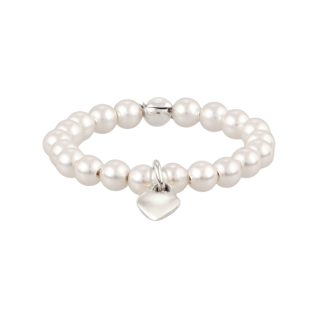 Silber - Elli | Ring Herz Anhänger | Mit Perlen von Swarovski® (Weiß) | 925 Sterling Silber