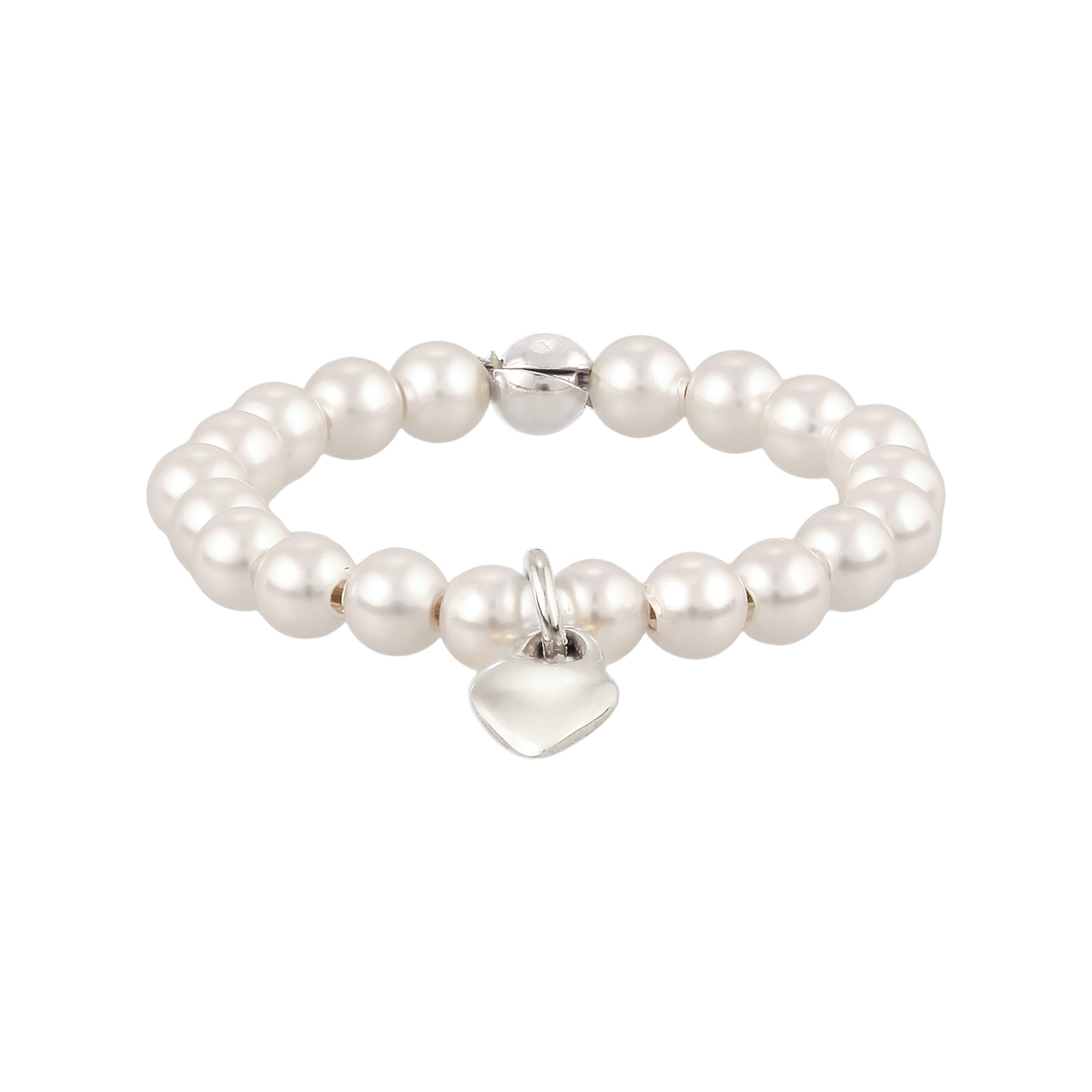 Silber - Elli | Ring Herz Anhänger | Mit Perlen von Swarovski® (Weiß) | 925 Sterling Silber