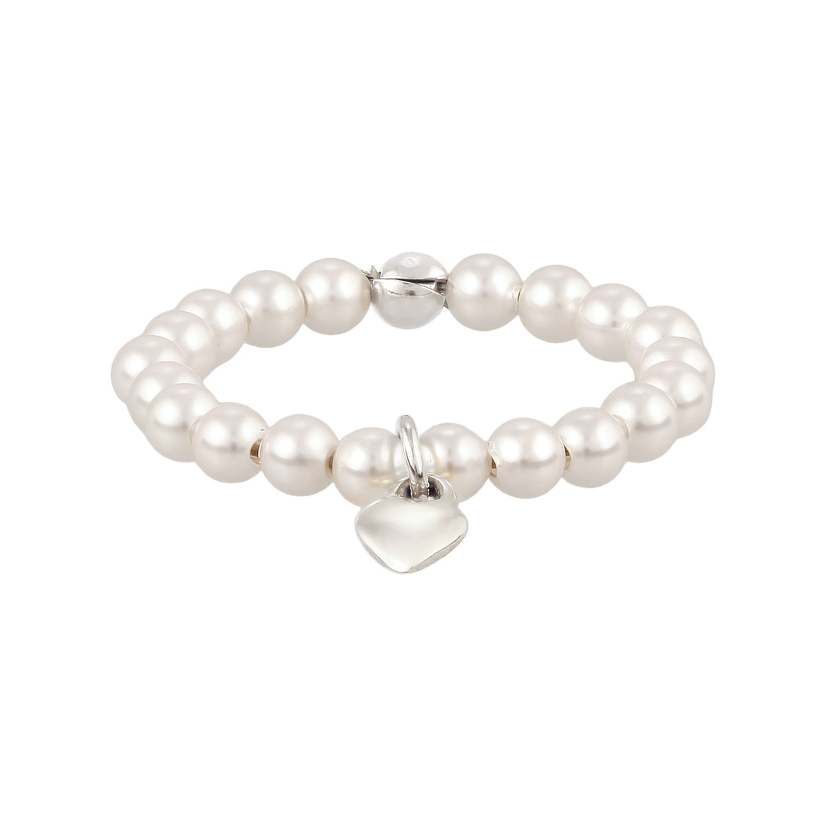 Silber - Elli | Ring Herz Anhänger | Mit Perlen von Swarovski® (Weiß) | 925 Sterling Silber