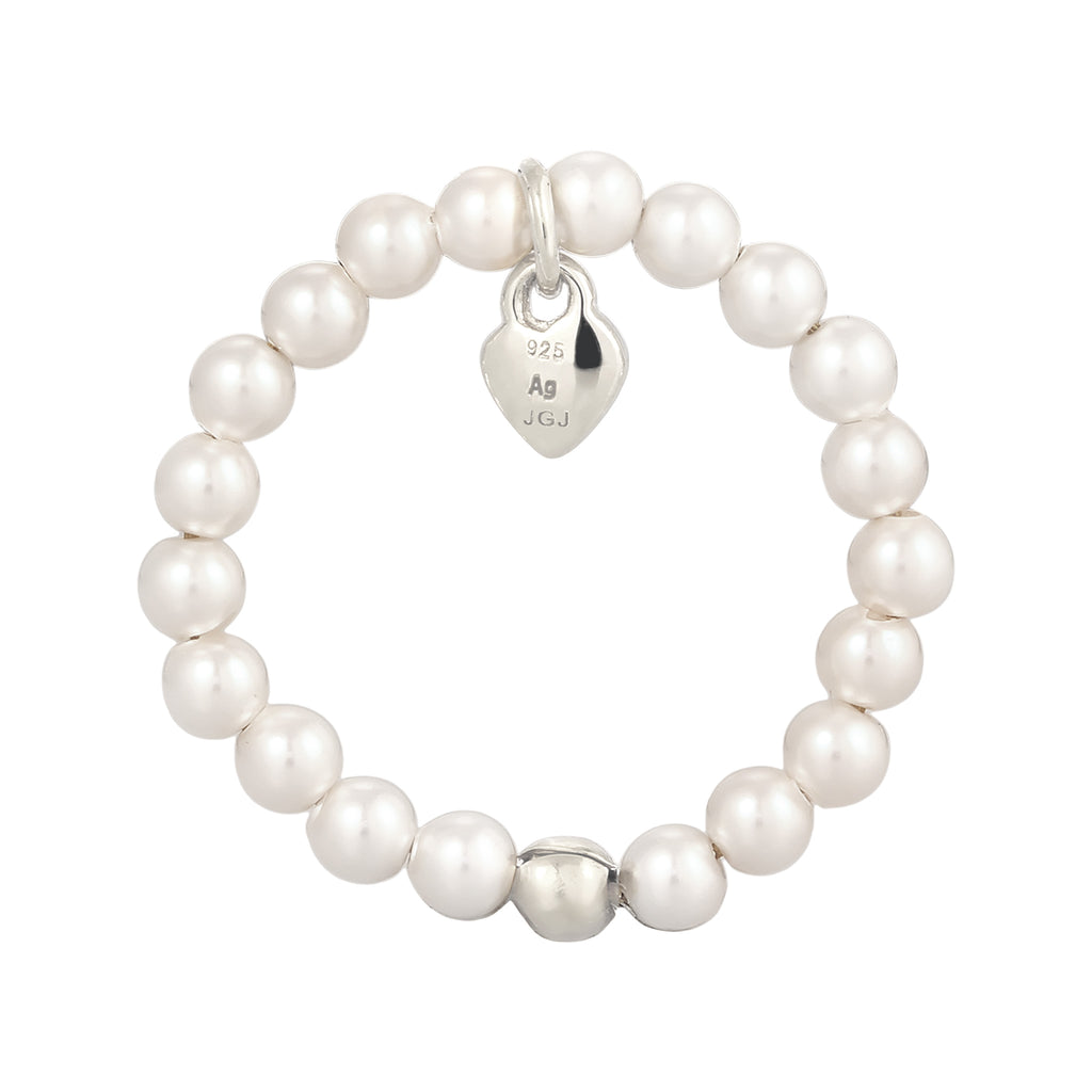 Silber - Elli | Ring Herz Anhänger | Mit Perlen von Swarovski® (Weiß) | 925 Sterling Silber