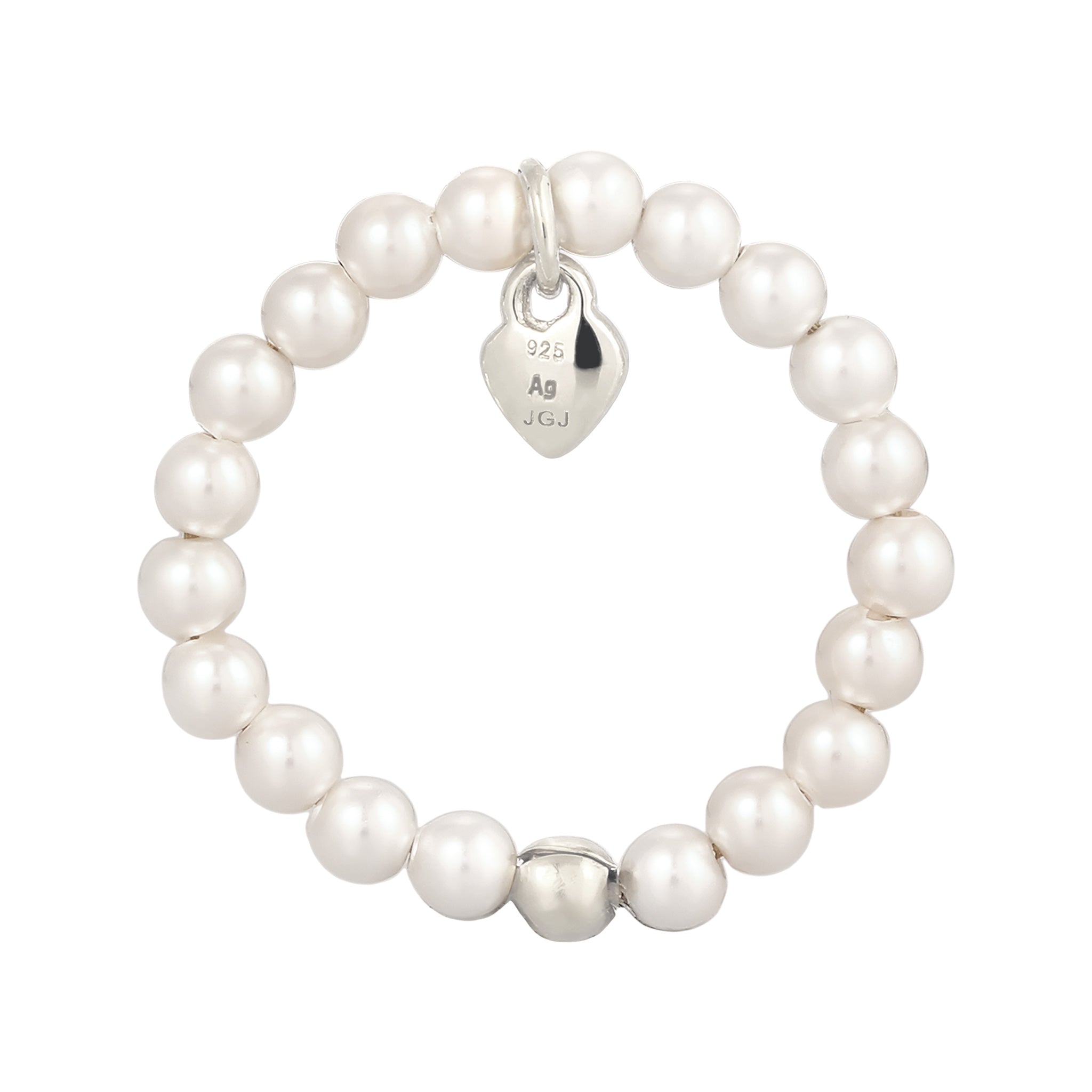 Silber - Elli | Ring Herz Anhänger | Mit Perlen von Swarovski® (Weiß) | 925 Sterling Silber