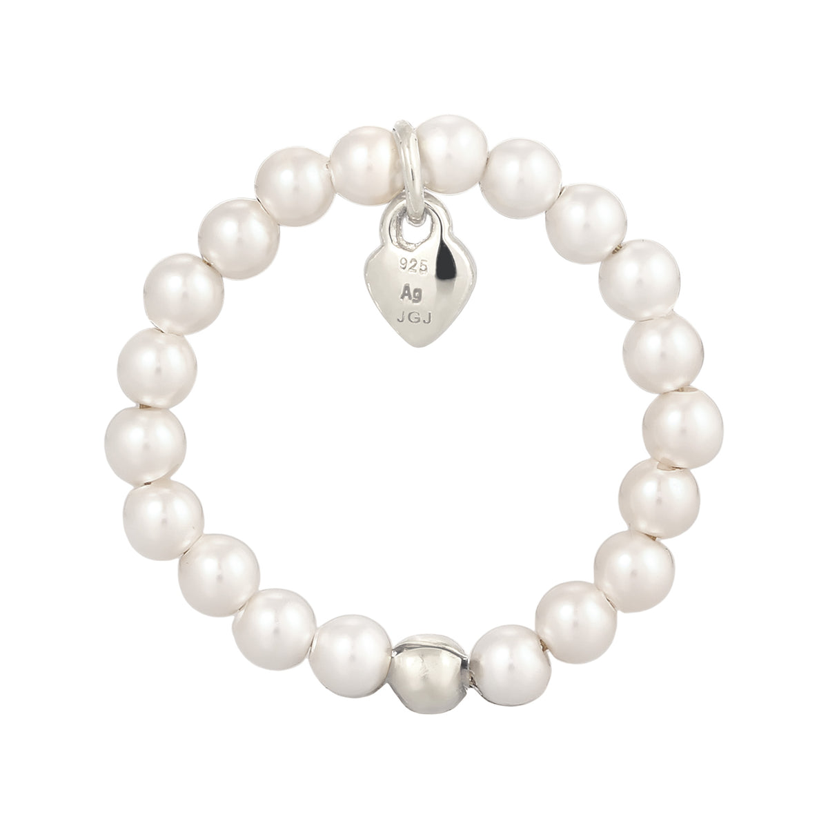 Silber - Elli | Ring Herz Anhänger | Mit Perlen von Swarovski® (Weiß) | 925 Sterling Silber