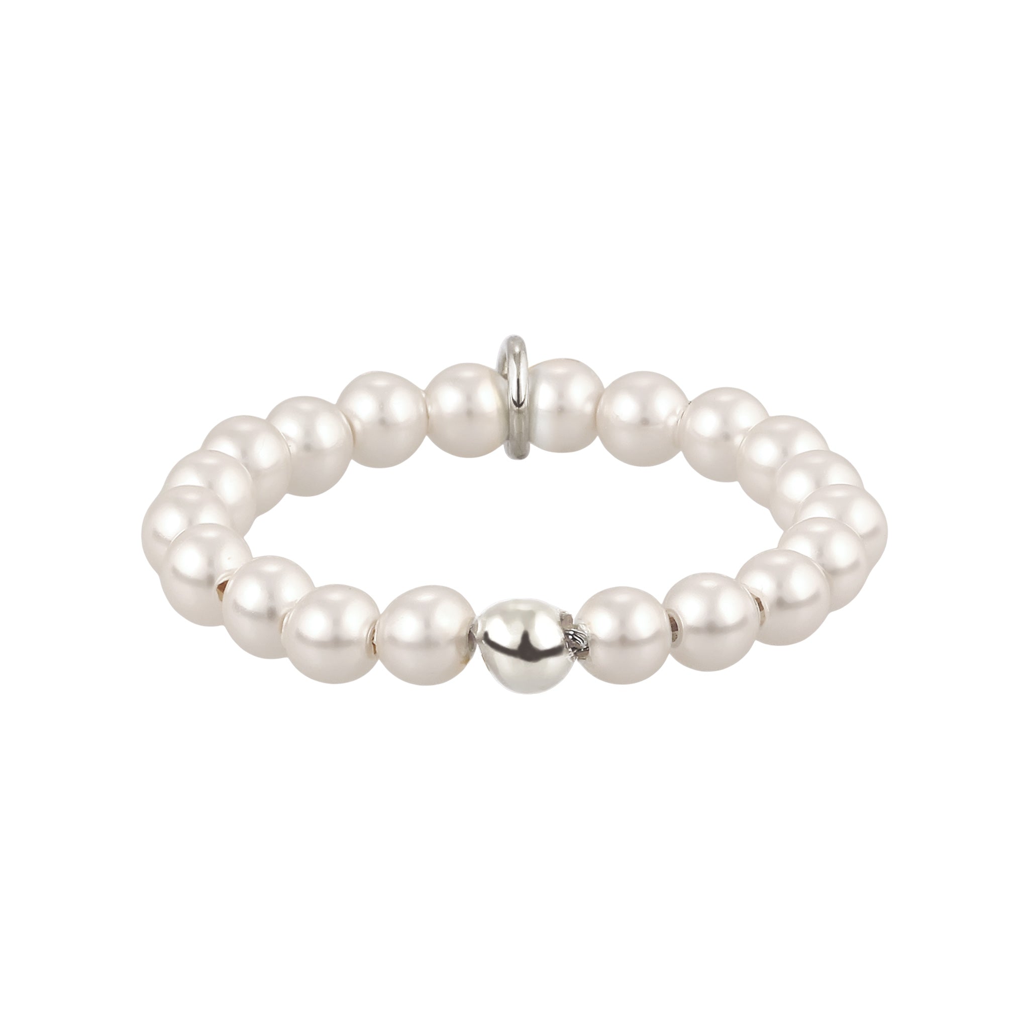 Silber - Elli | Ring Herz Anhänger | Mit Perlen von Swarovski® (Weiß) | 925 Sterling Silber
