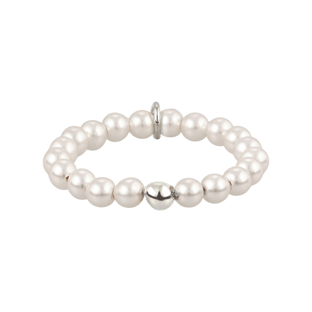 Silber - Elli | Ring Herz Anhänger | Mit Perlen von Swarovski® (Weiß) | 925 Sterling Silber