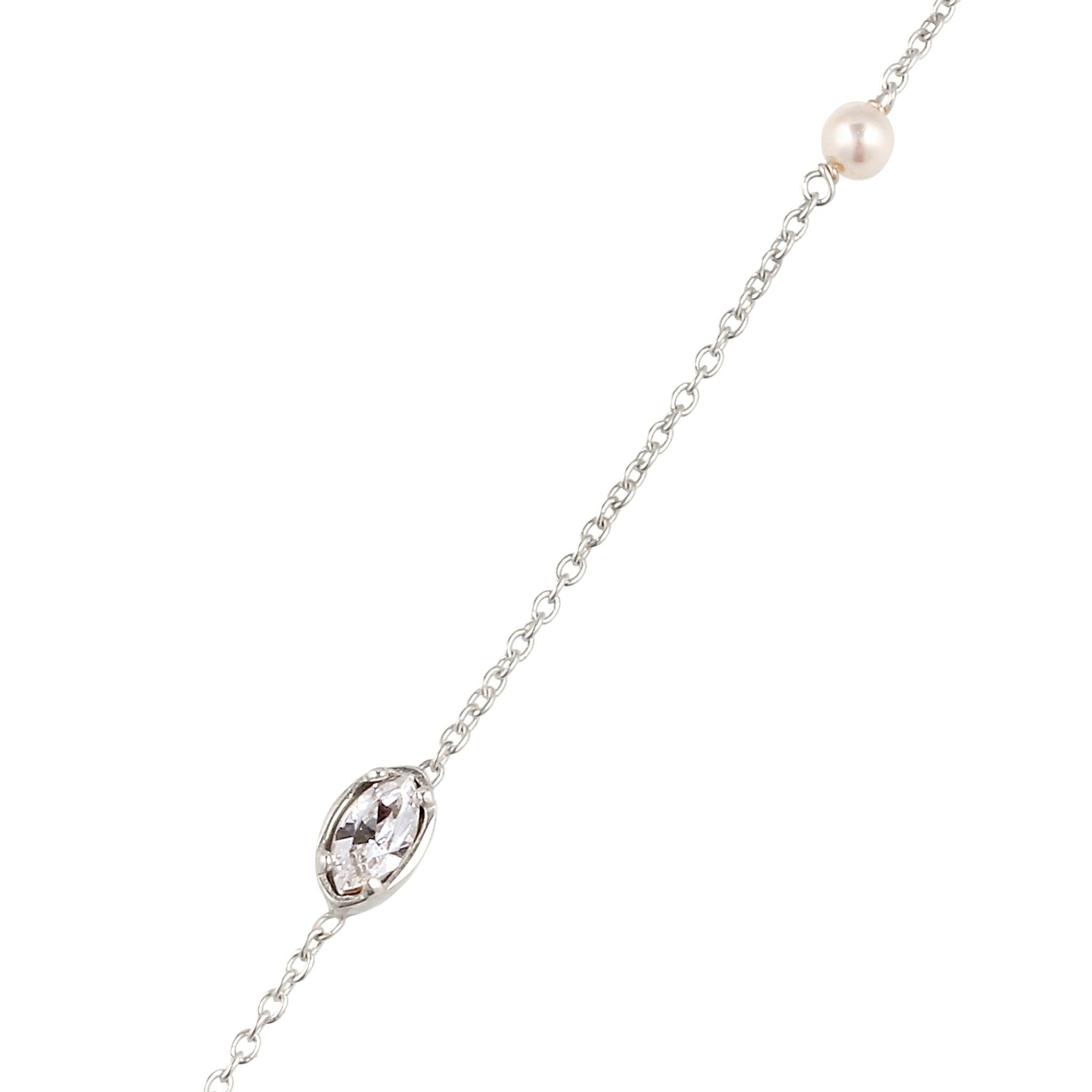Silber - Elli | Halskette | Mit Perlen und Kristallen von Swarovski® (Weiß) | 925 Sterling Silber