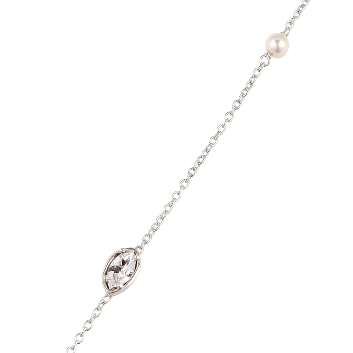 Silber - Elli | Halskette | Mit Perlen und Kristallen von Swarovski® (Weiß) | 925 Sterling Silber