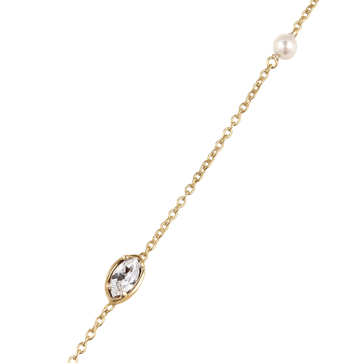 Gold - Elli | Halskette | Mit Perlen und Kristallen von Swarovski® (Weiß) | 925 Sterling Silber vergoldet