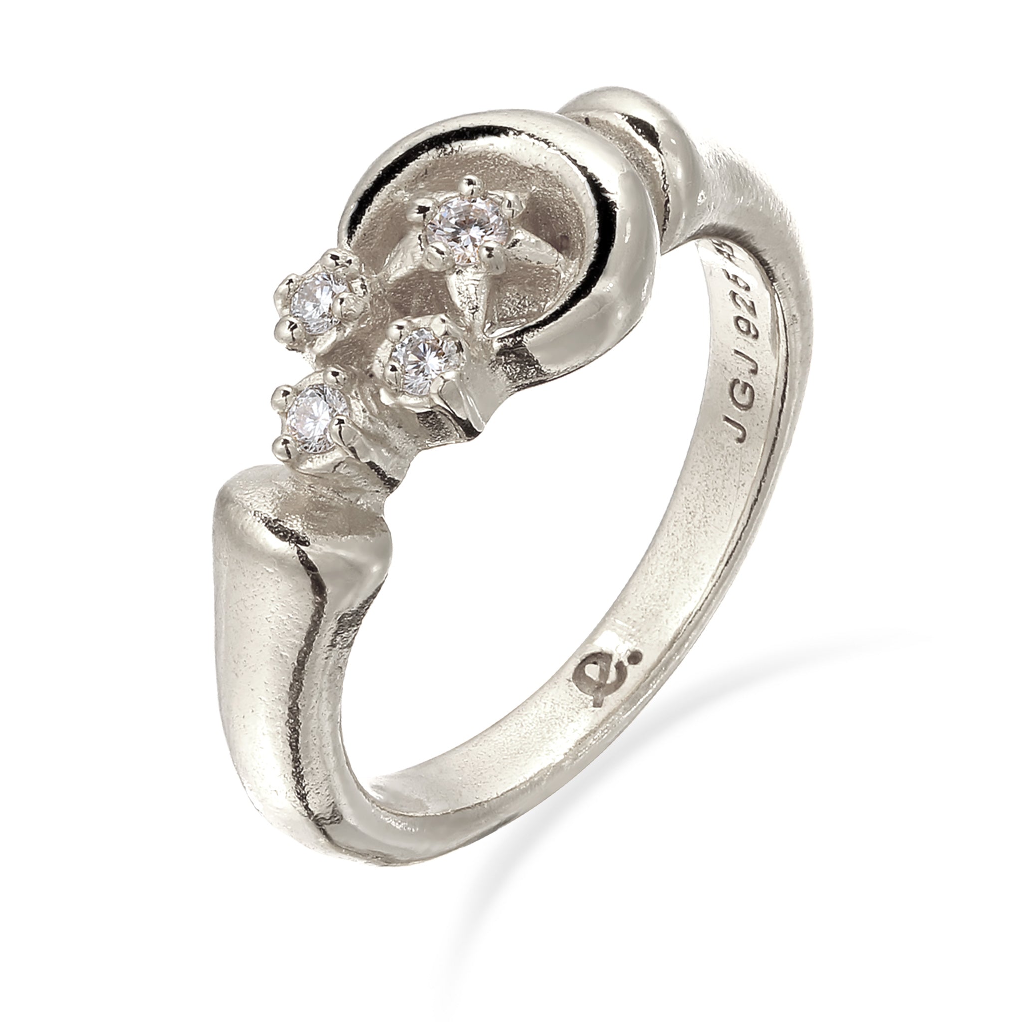 Silber - Elli PREMIUM | Ring mit Stern | Topas (Weiß, 0.015 ct) & Topas (Weiß, 0.006 ct) | 925 Sterling Silber