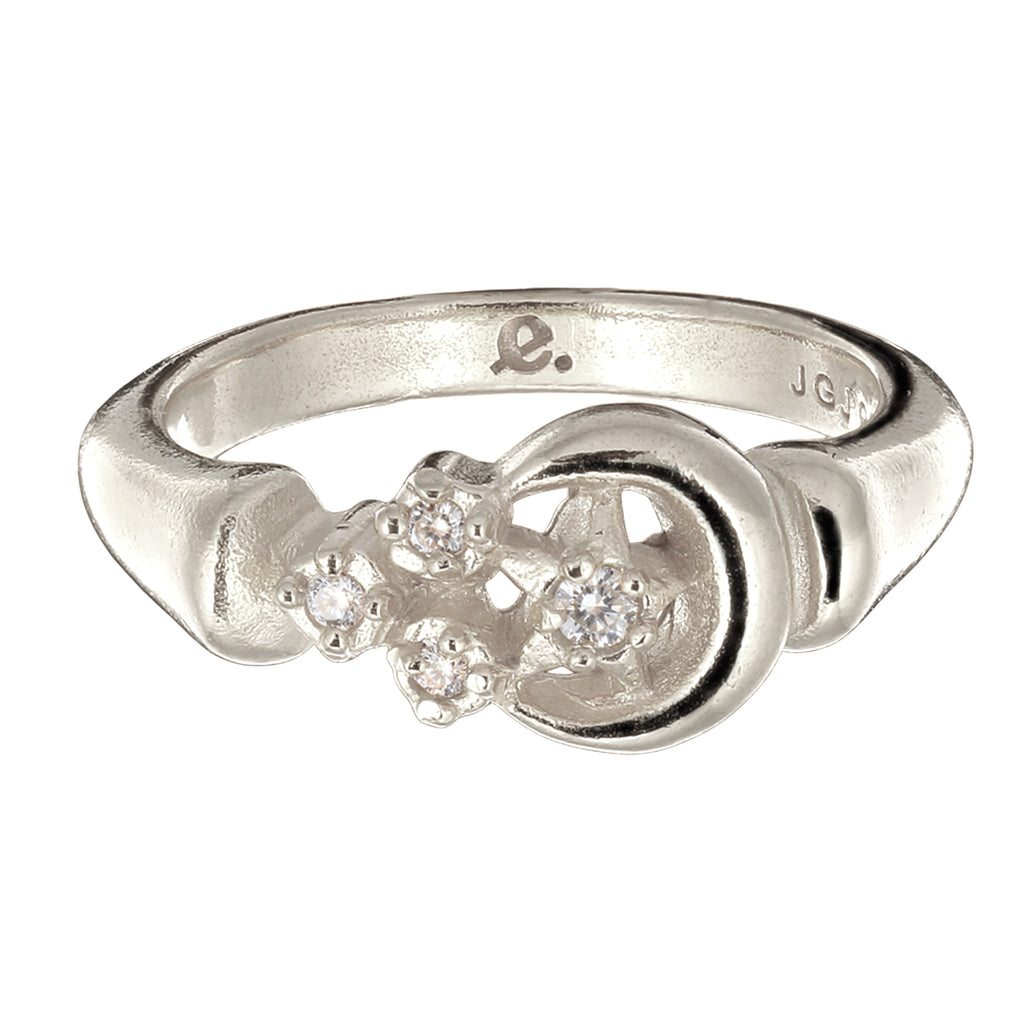 Silber - Elli PREMIUM | Ring mit Stern | Topas (Weiß, 0.015 ct) & Topas (Weiß, 0.006 ct) | 925 Sterling Silber