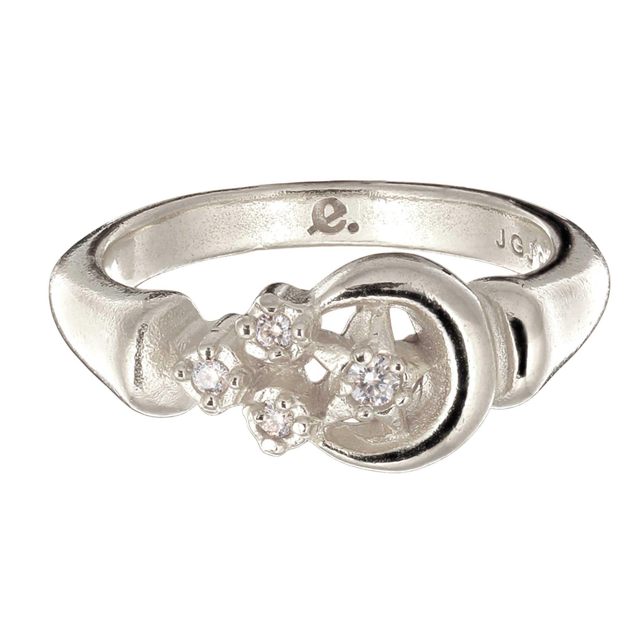 Silber - Elli PREMIUM | Ring mit Stern | Topas (Weiß, 0.015 ct) & Topas (Weiß, 0.006 ct) | 925 Sterling Silber