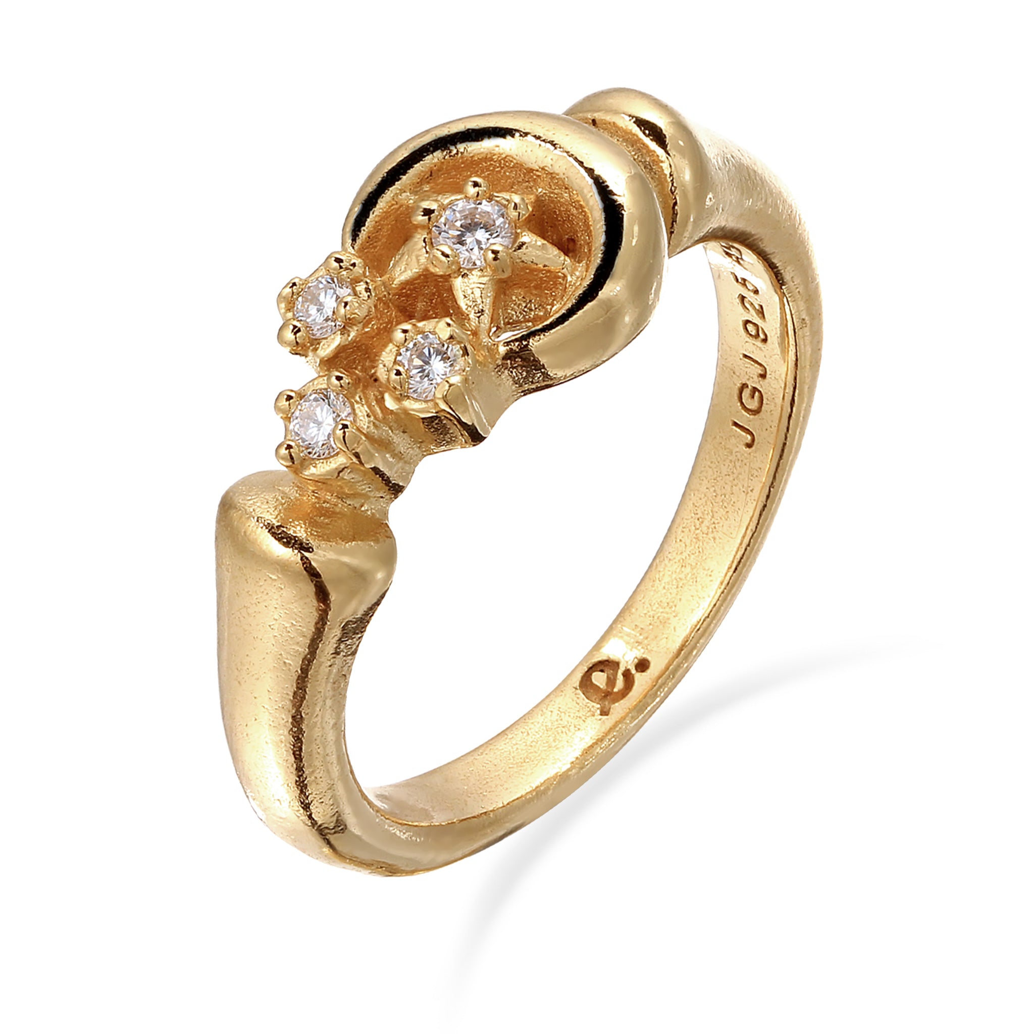 Gold - Elli PREMIUM | Ring Mond Sterne | Topas (Weiß) | 925 Sterling Silber vergoldet