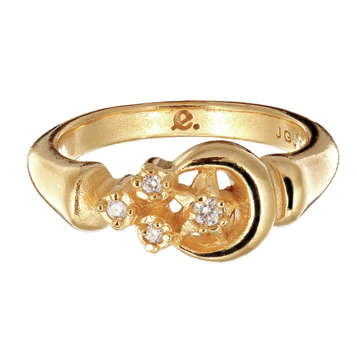 Gold - Elli PREMIUM | Ring Mond Sterne | Topas (Weiß) | 925 Sterling Silber vergoldet