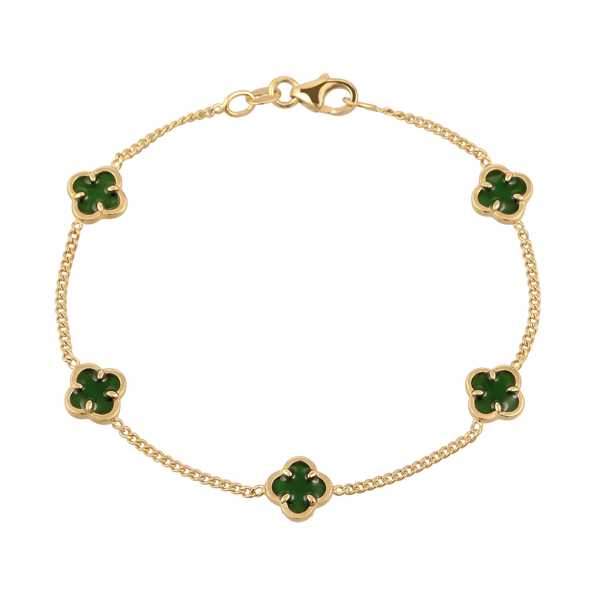 Gold - Elli | Armband Kleeblatt | Emaille (Gün) | 925 Sterling Silber vergoldet