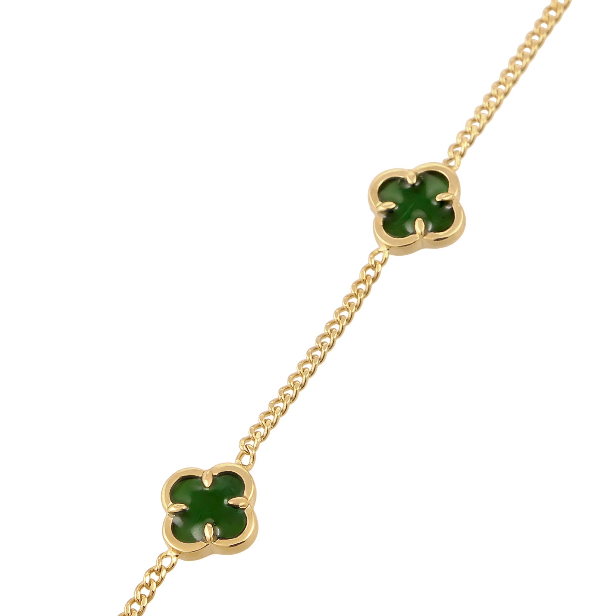 Gold - Elli | Armband Kleeblatt | Emaille (Gün) | 925 Sterling Silber vergoldet