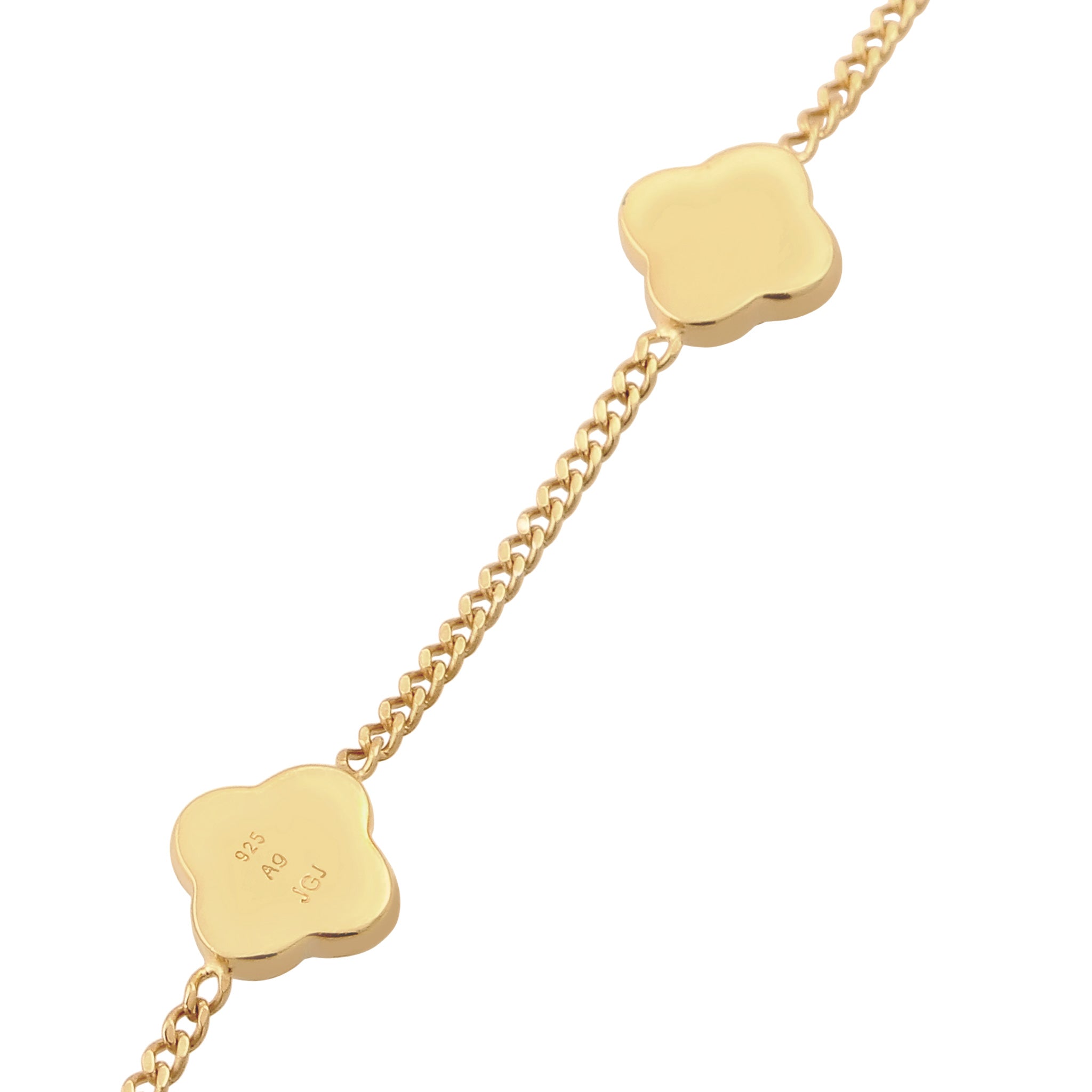 Gold - Elli | Armband Kleeblatt | Emaille (Gün) | 925 Sterling Silber vergoldet